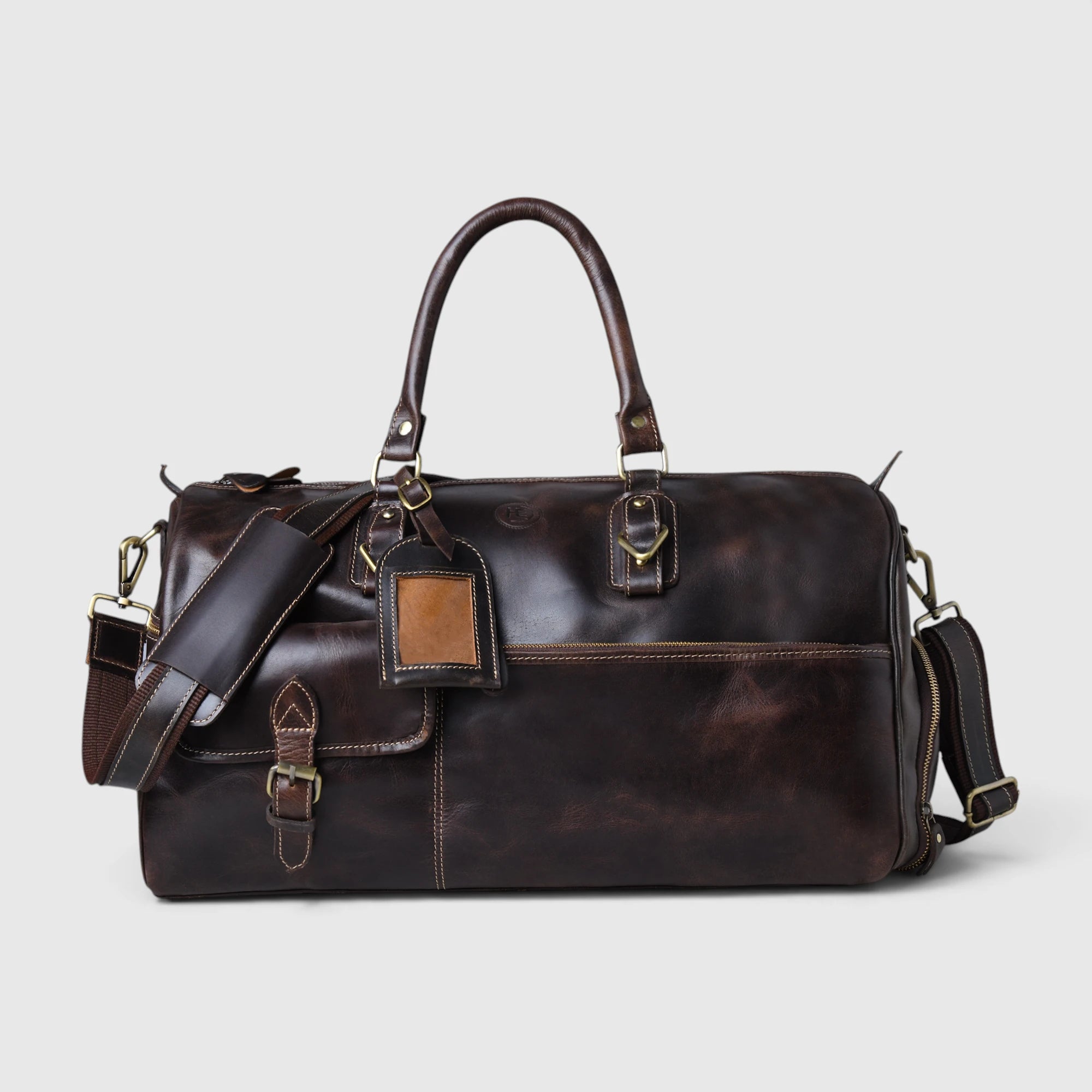 The Odyssey Leather Travel Duffle - Espresso brown