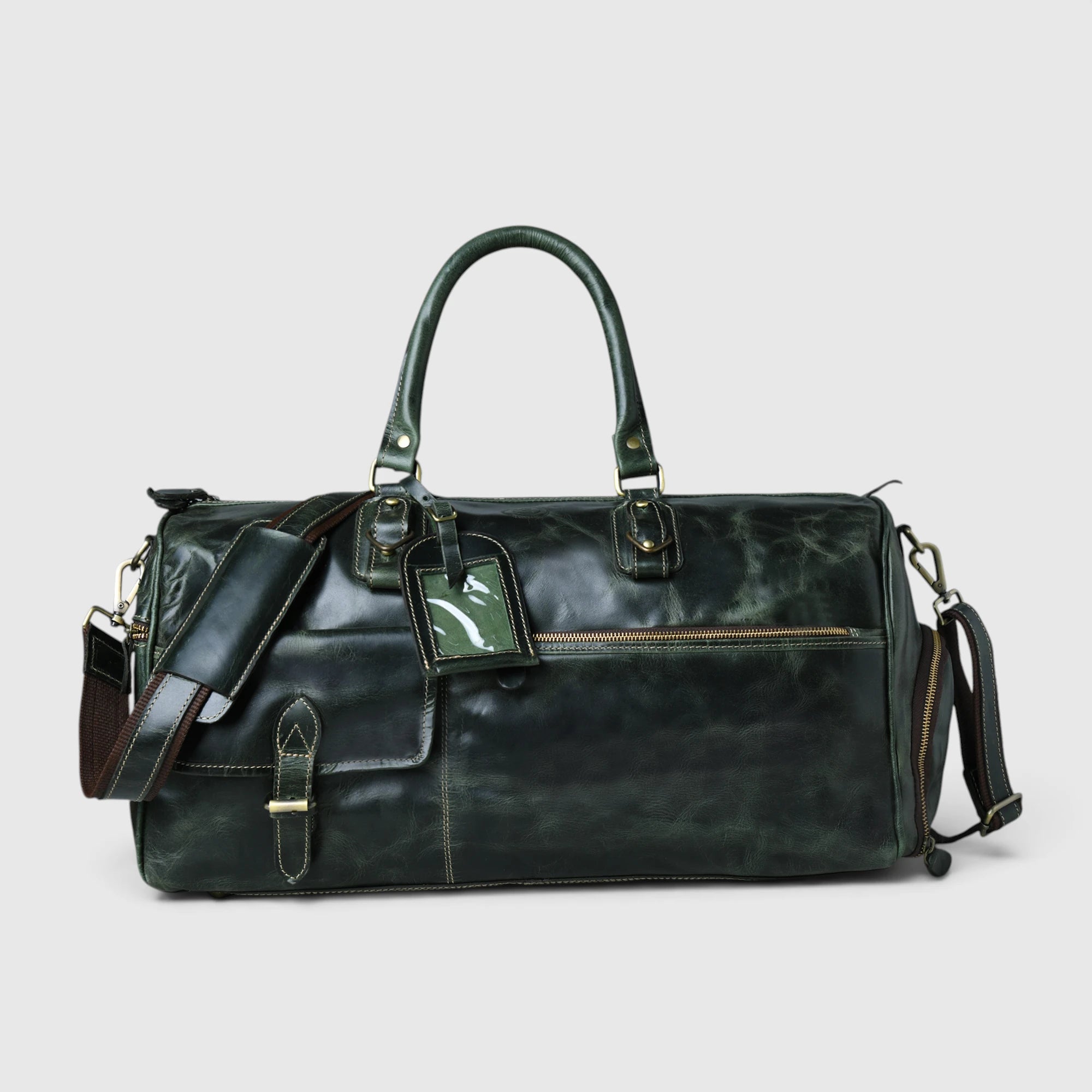 Green Duffle Leather Bag