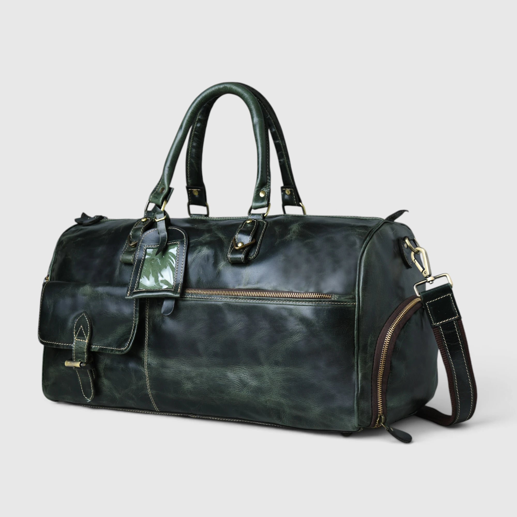 The Odyssey Leather Travel Duffle - Rich Green