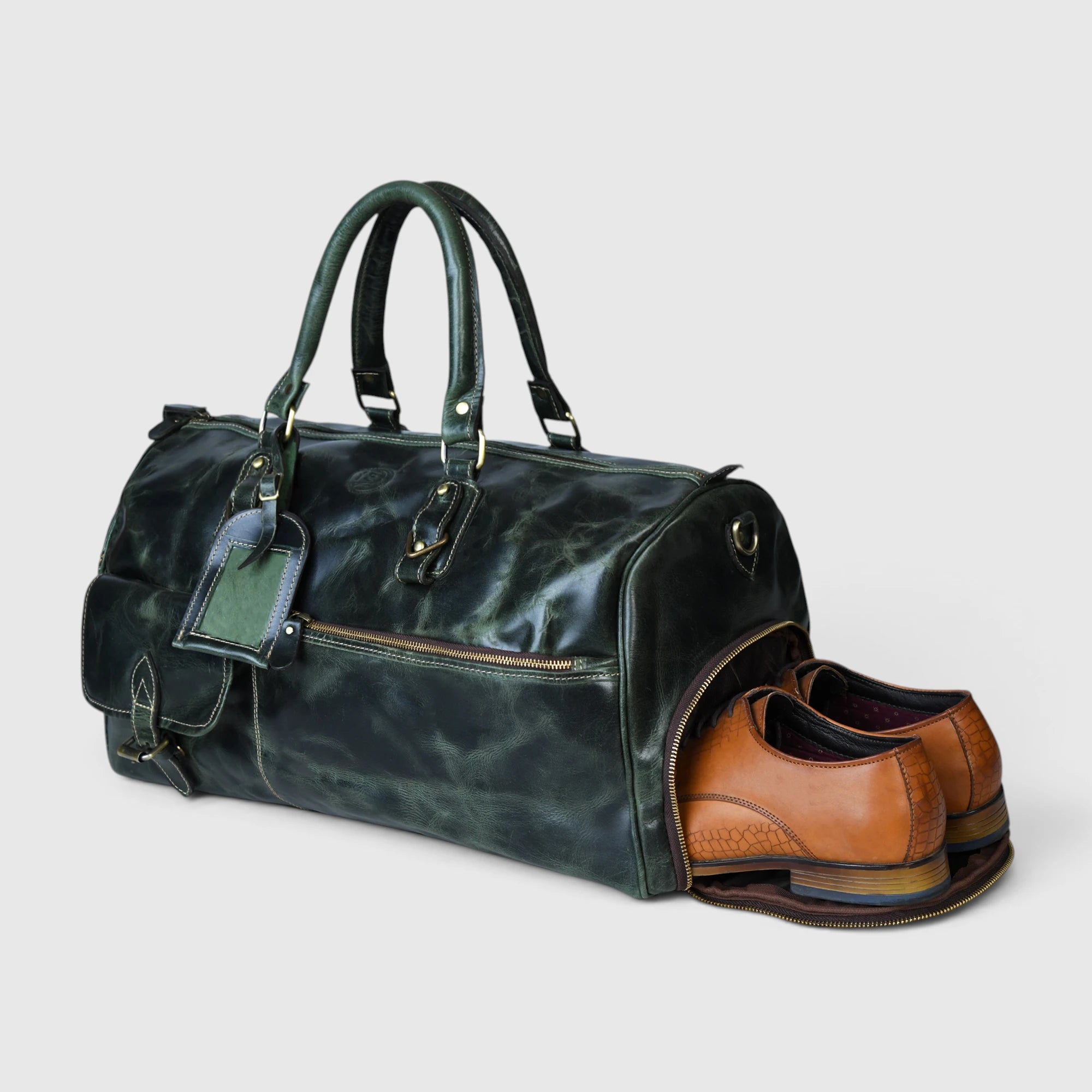 The Odyssey Leather Travel Duffle - Rich Green