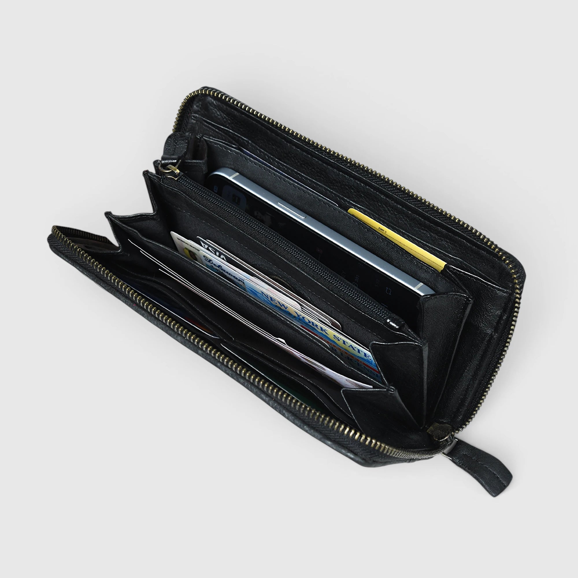 Aurelian Woven Zip Wallet – Black Color
