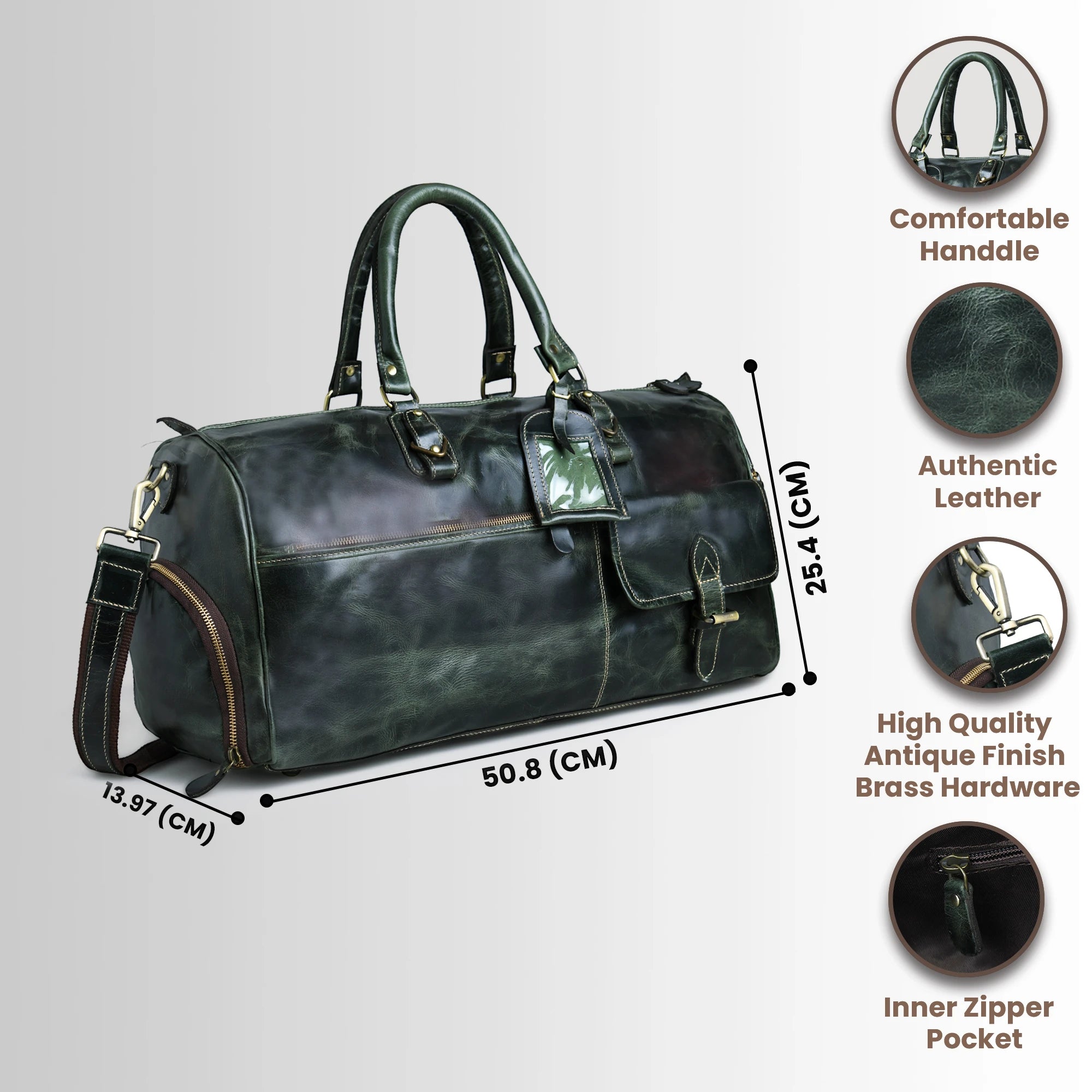 The Odyssey Leather Travel Duffle - Rich Green
