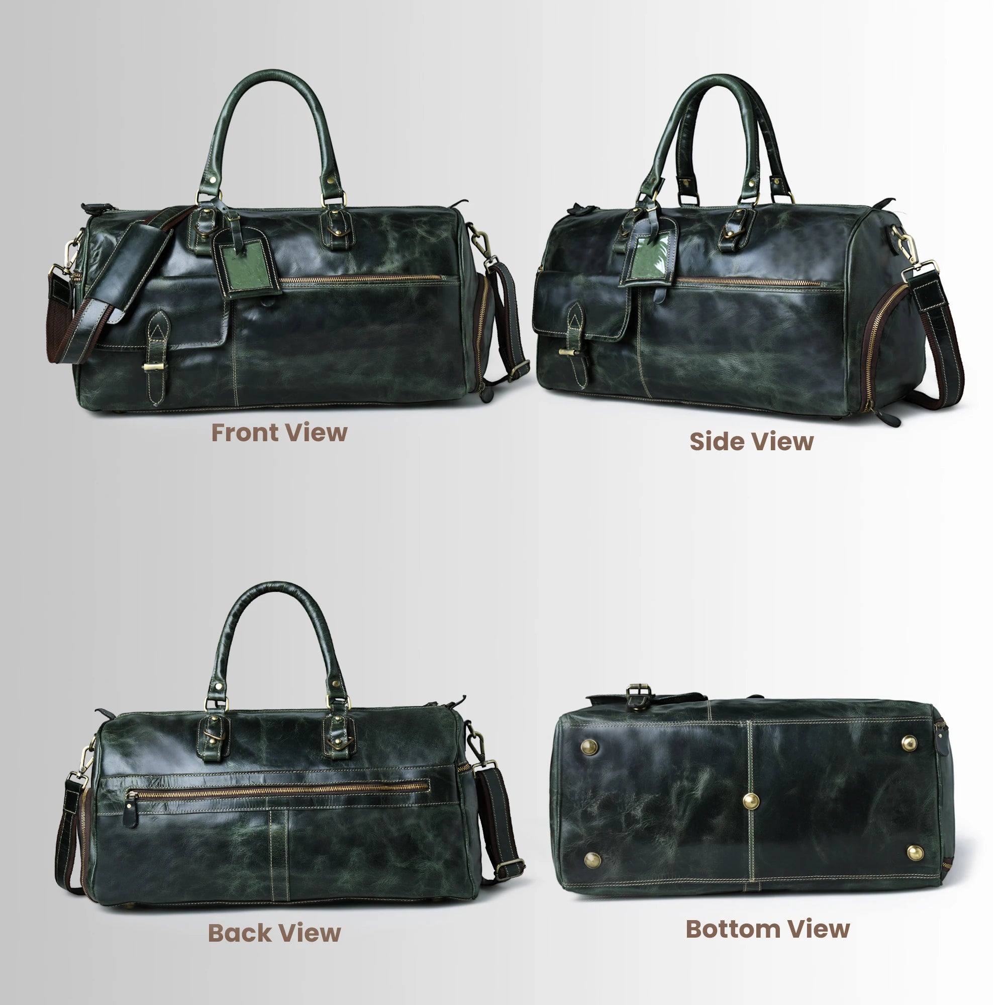The Odyssey Leather Travel Duffle - Rich Green