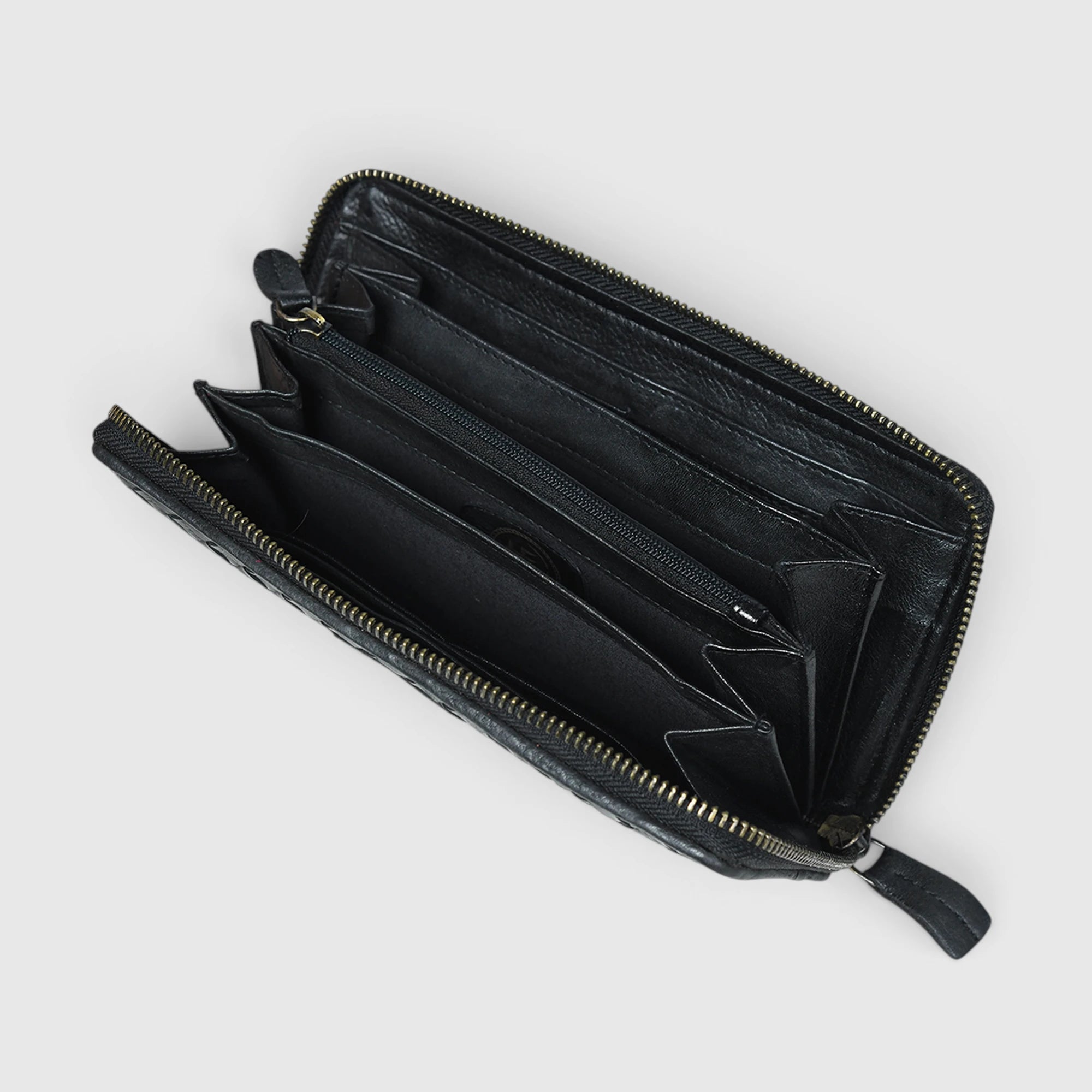 Aurelian Woven Zip Wallet – Black Color