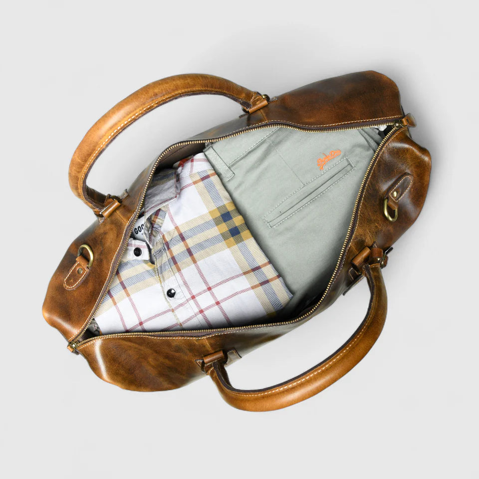 The Regent Voyager – Vintage Leather Travel Duffle Bag - Brown colour