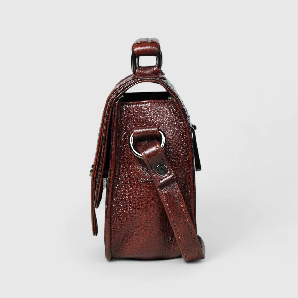 Urban Voyager Leather Belt Bag - Maroon color