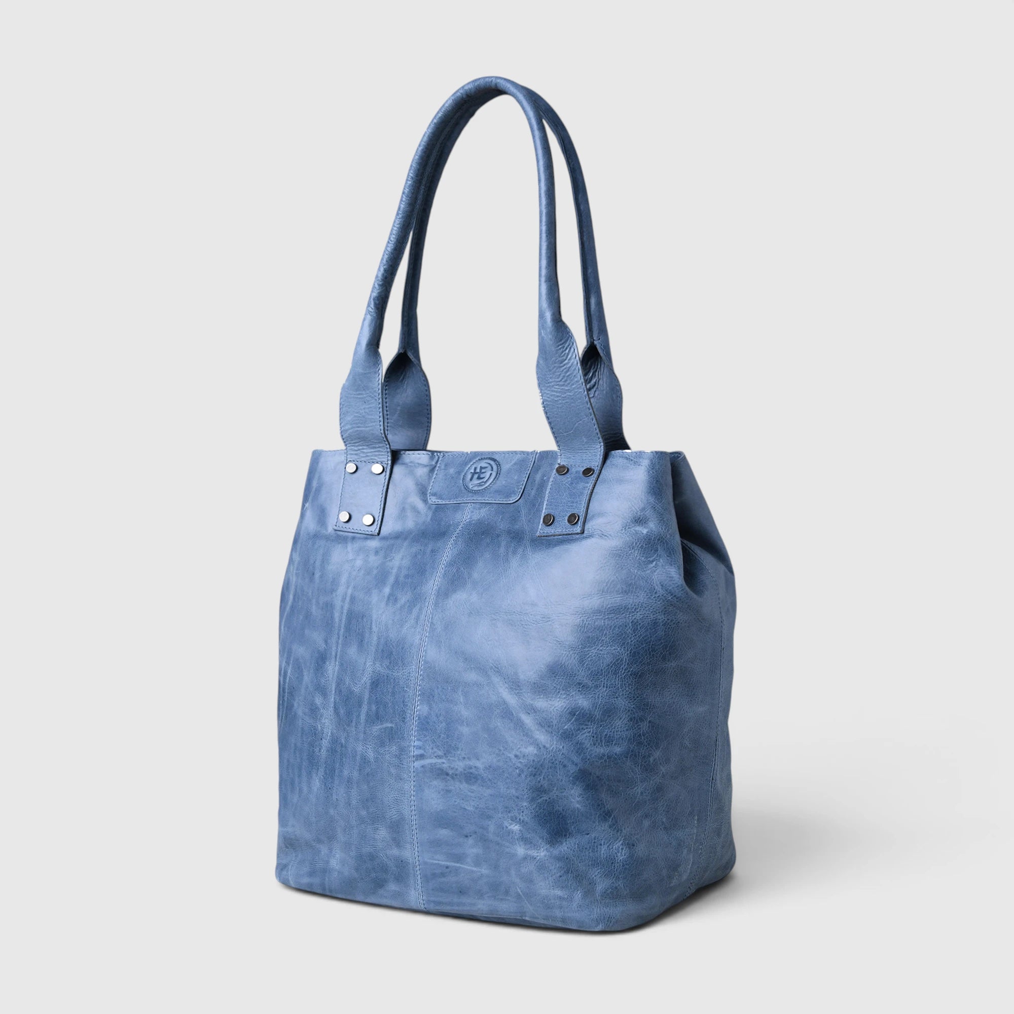 Aurelia Leather Carryall – Sky Azure