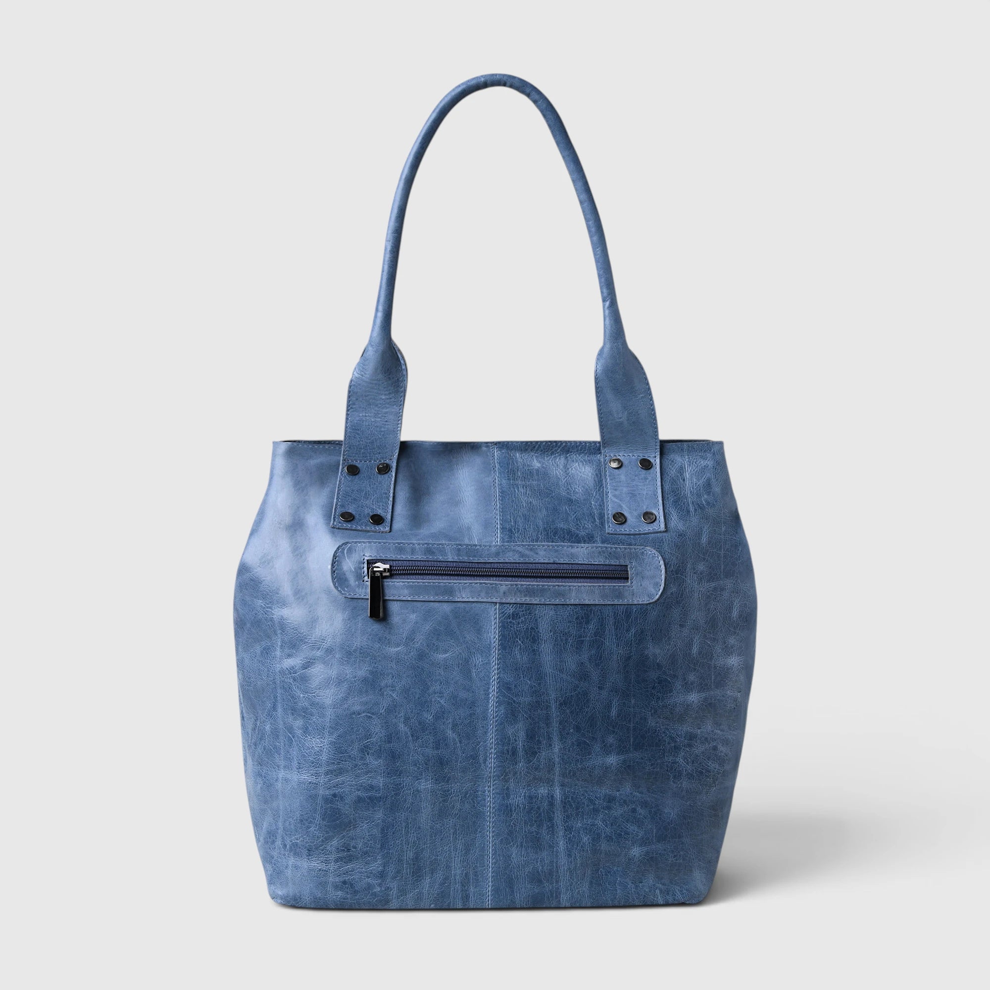 Aurelia Leather Carryall – Sky Azure