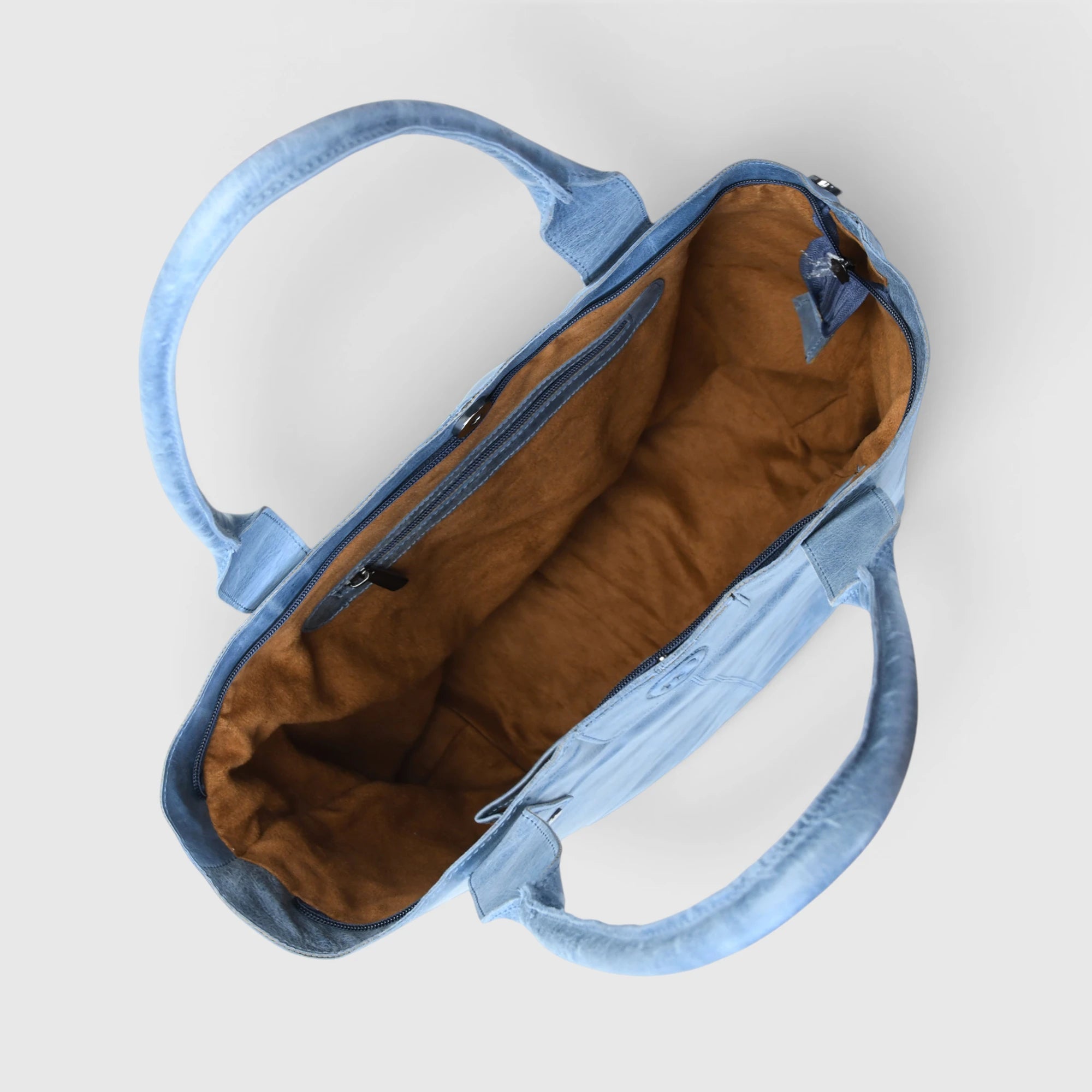 Aurelia Leather Carryall – Sky Azure