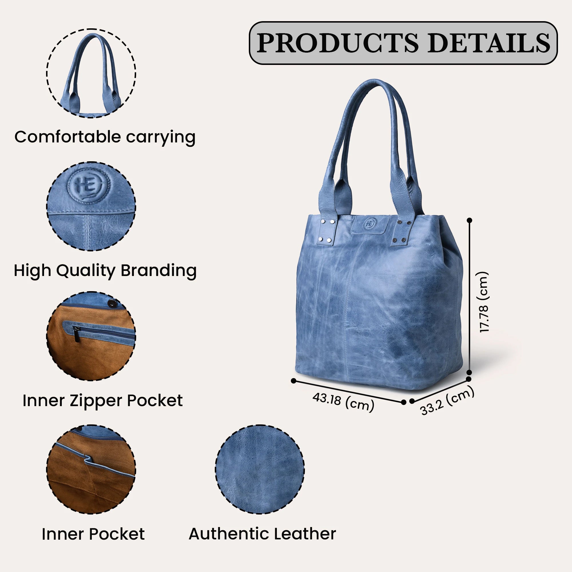 Aurelia Leather Carryall – Sky Azure
