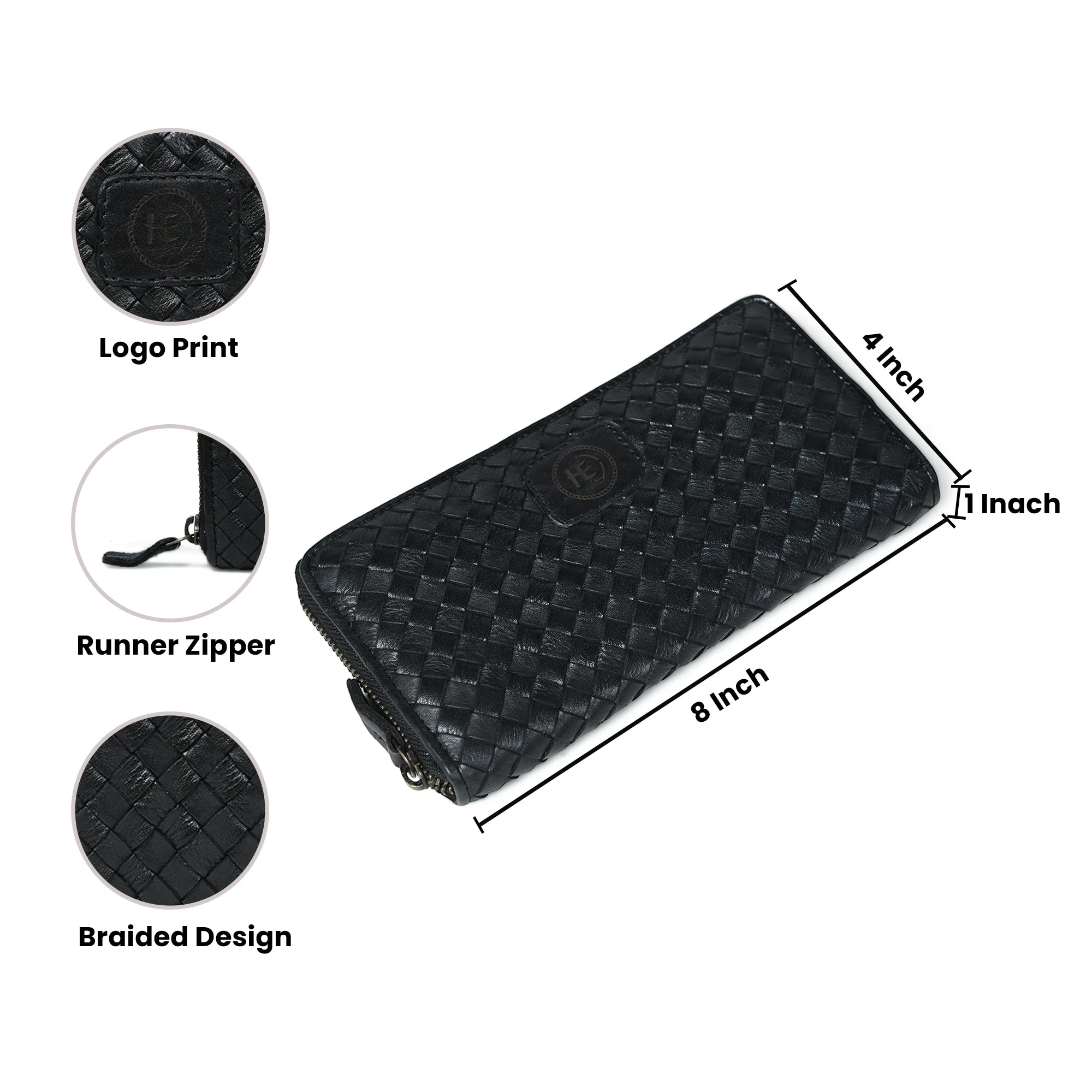 Aurelian Woven Zip Wallet – Black Color