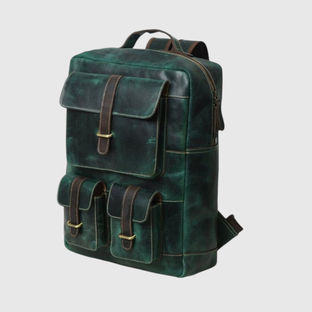 Hestore TerraLux Leather Backpack - Rich Green
