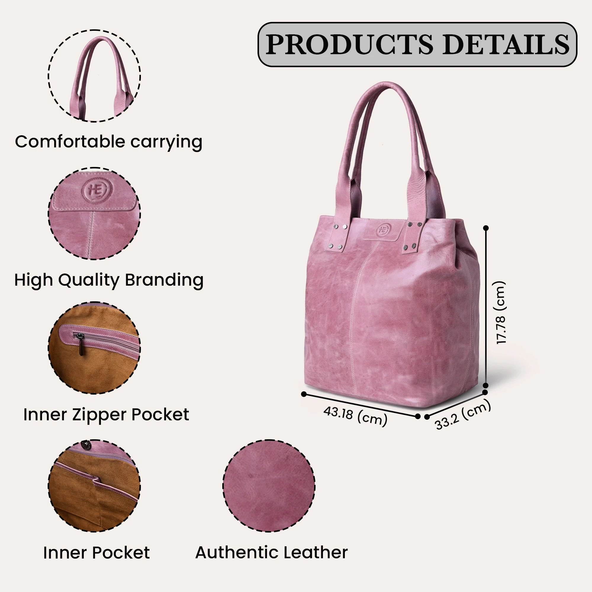 Aurelia Leather Carryall – Dusty Rose