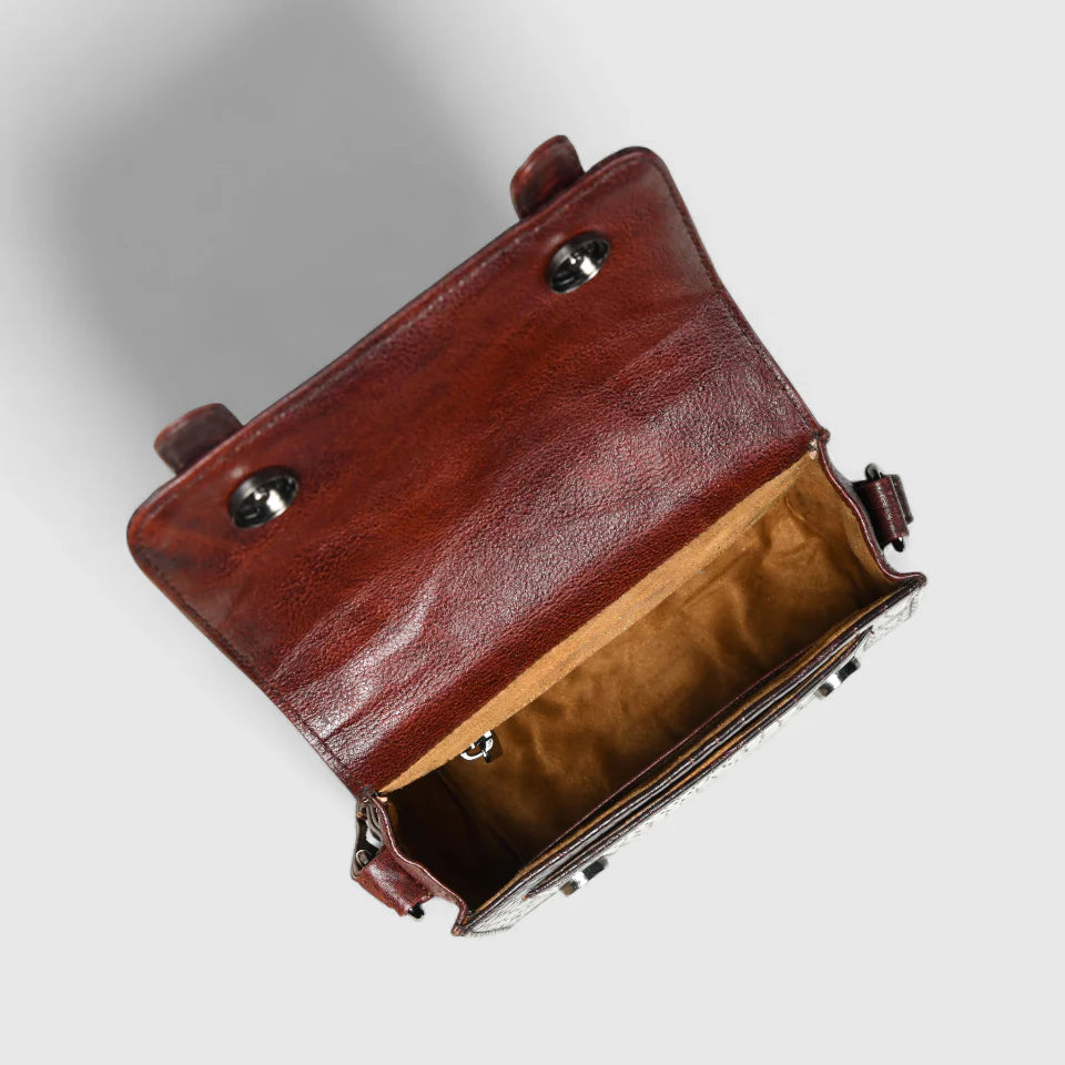 Urban Voyager Leather Belt Bag - Maroon color