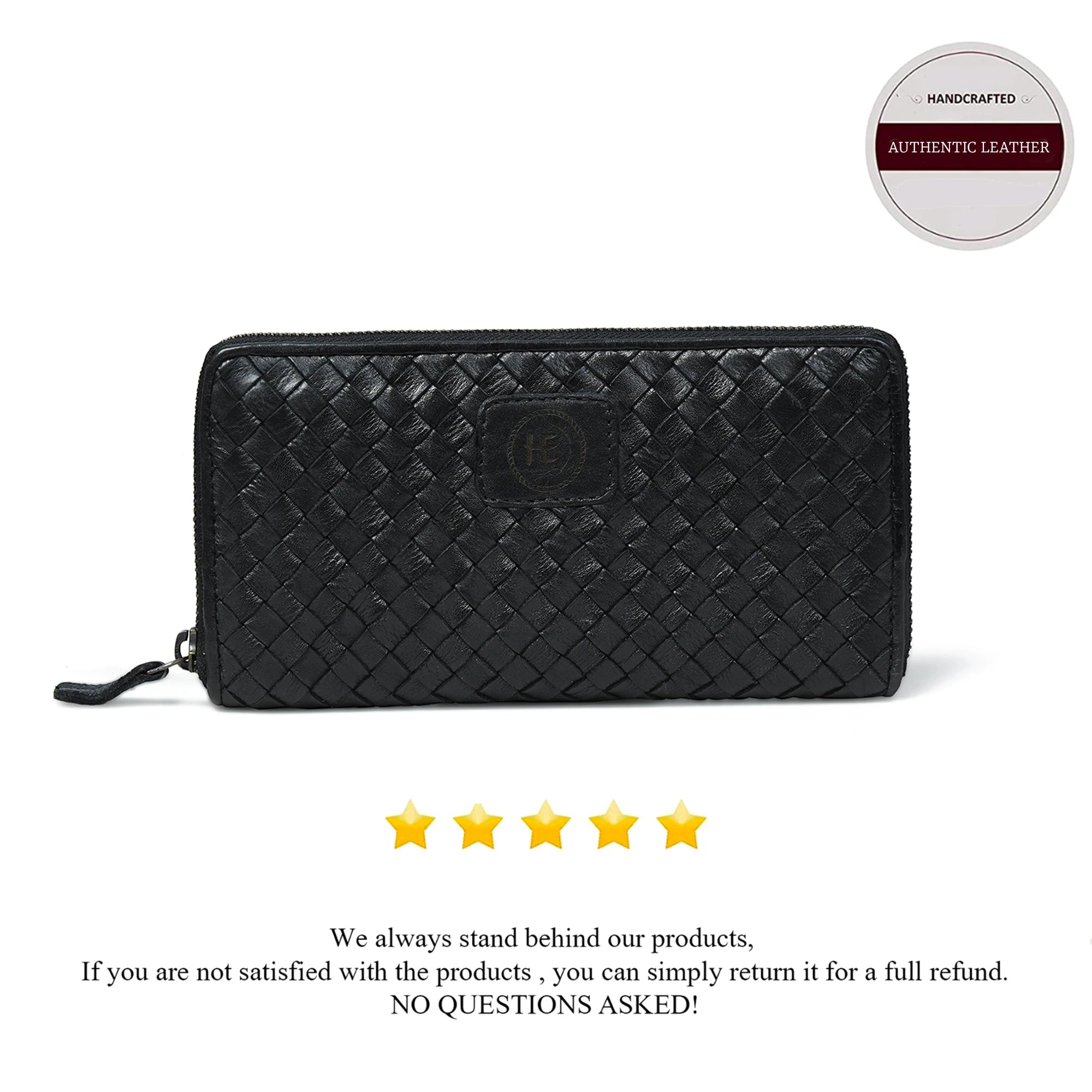 Aurelian Woven Zip Wallet – Black Color