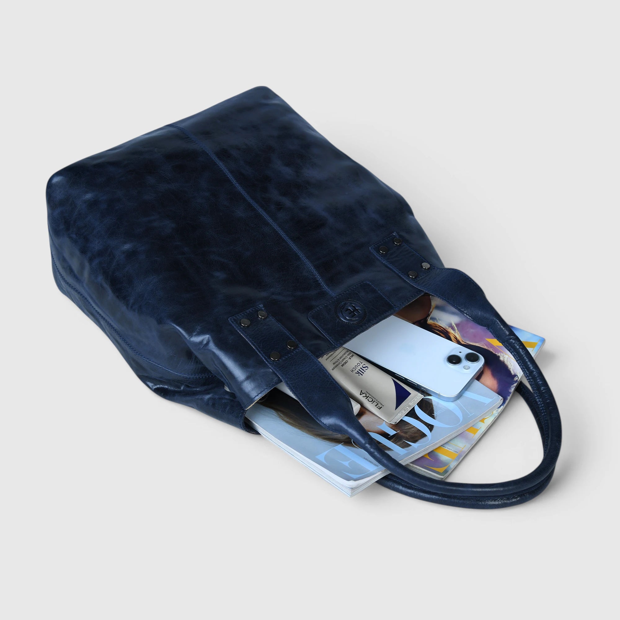 Aurelia Leather Carryall – Midnight Navy