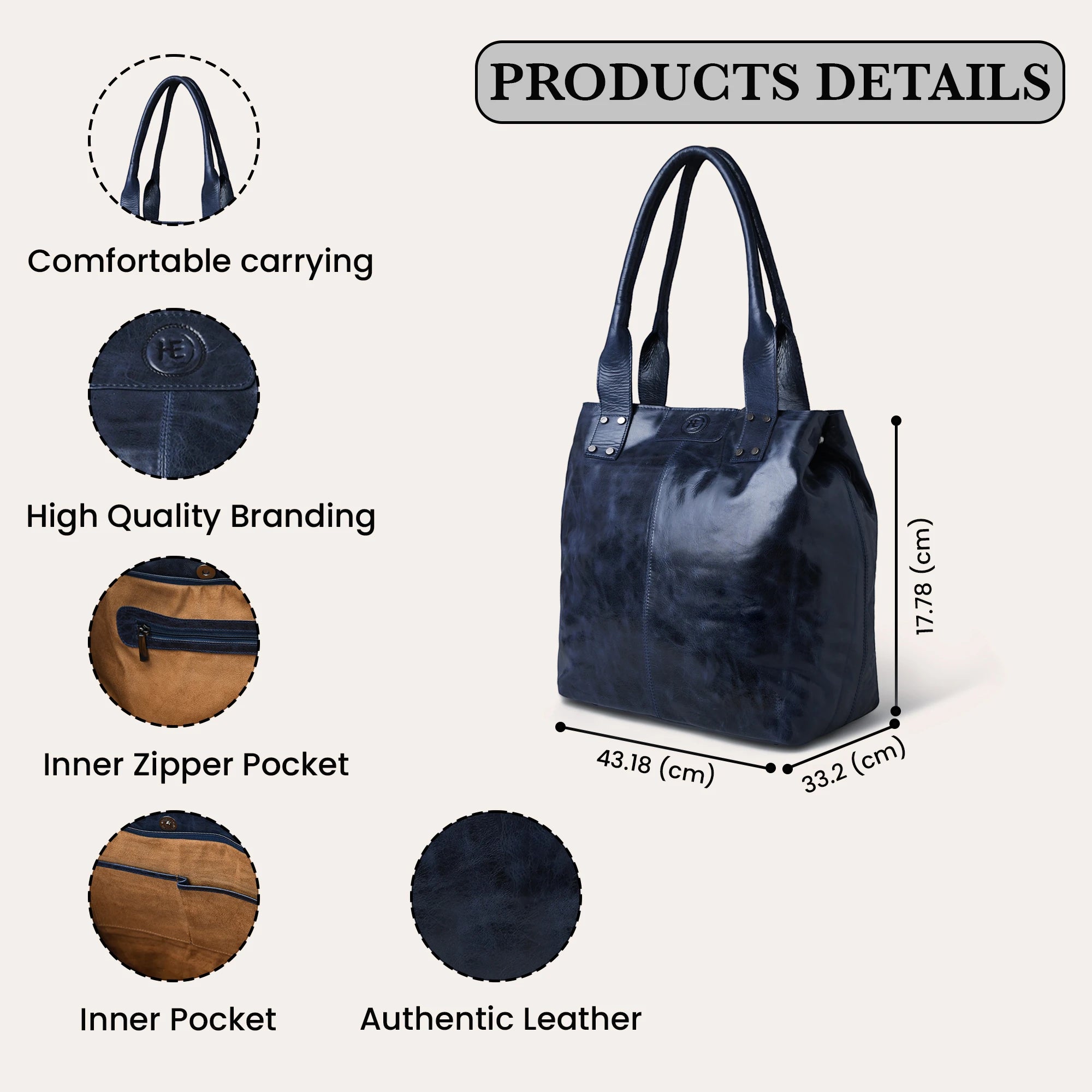 Aurelia Leather Carryall – Midnight Navy
