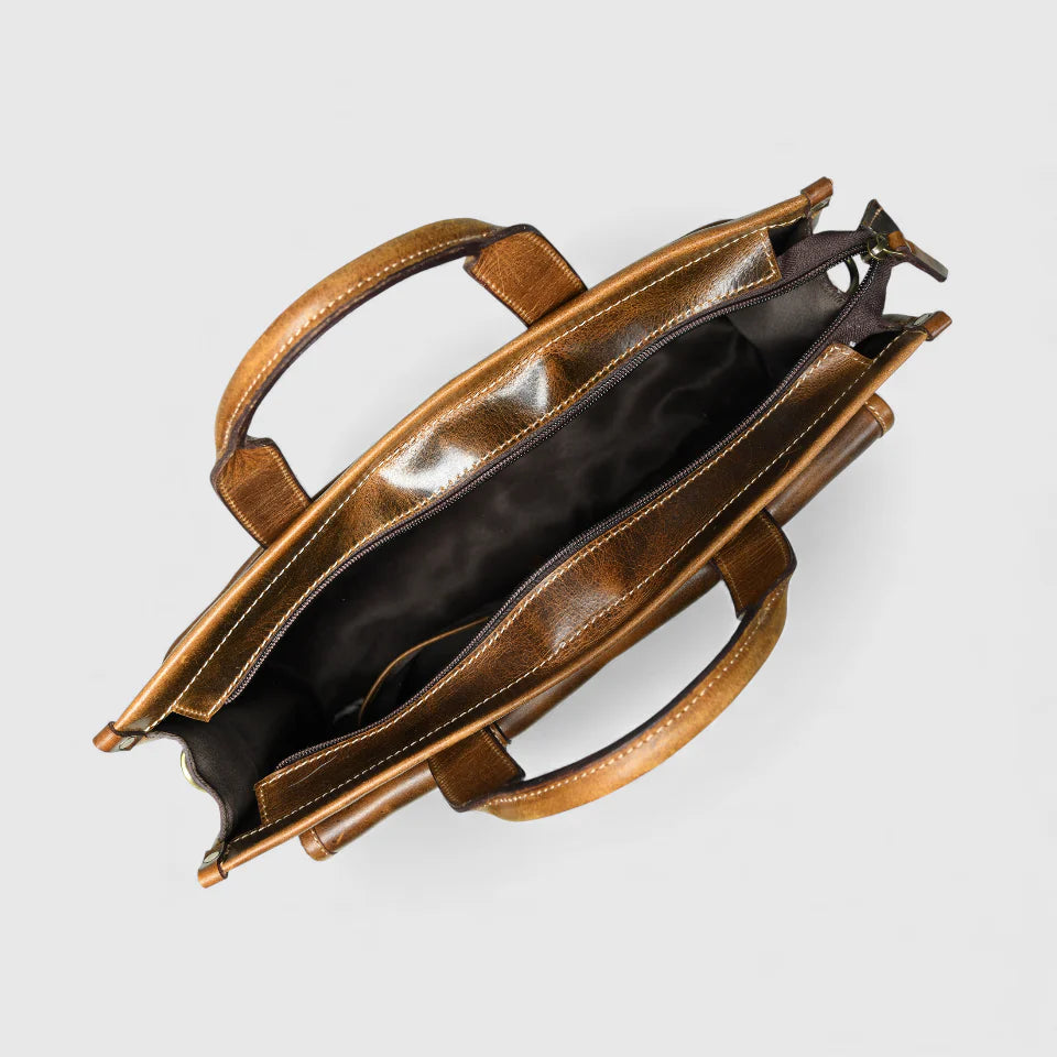 Heritage Leather Laptop Bag-Espresso brown
