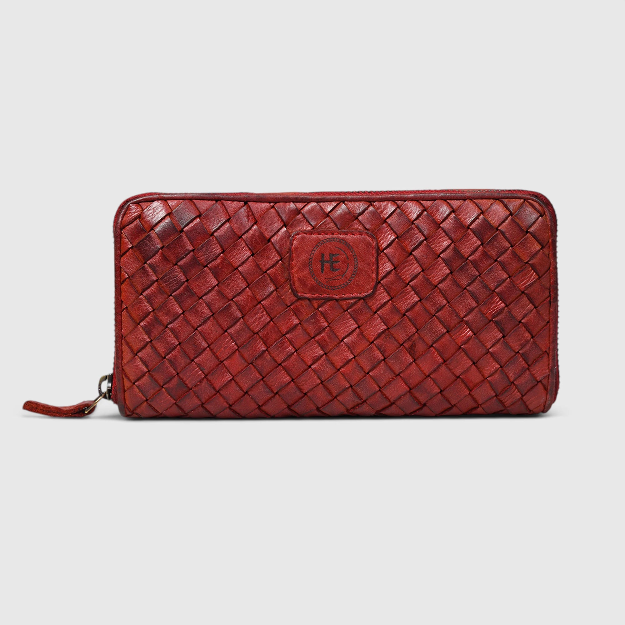 Aurelian Woven Zip Wallet – Crimson Red