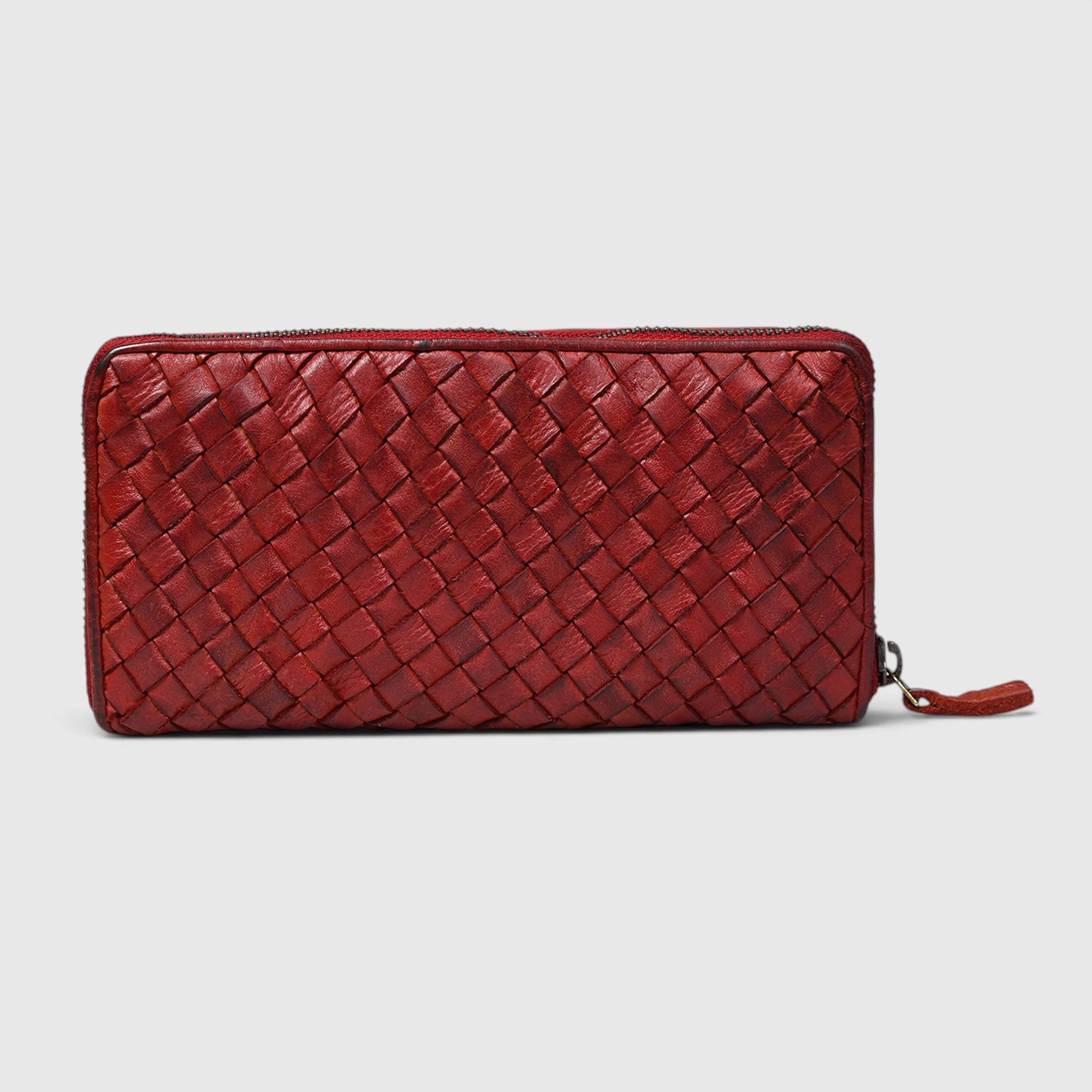 Aurelian Woven Zip Wallet – Crimson Red