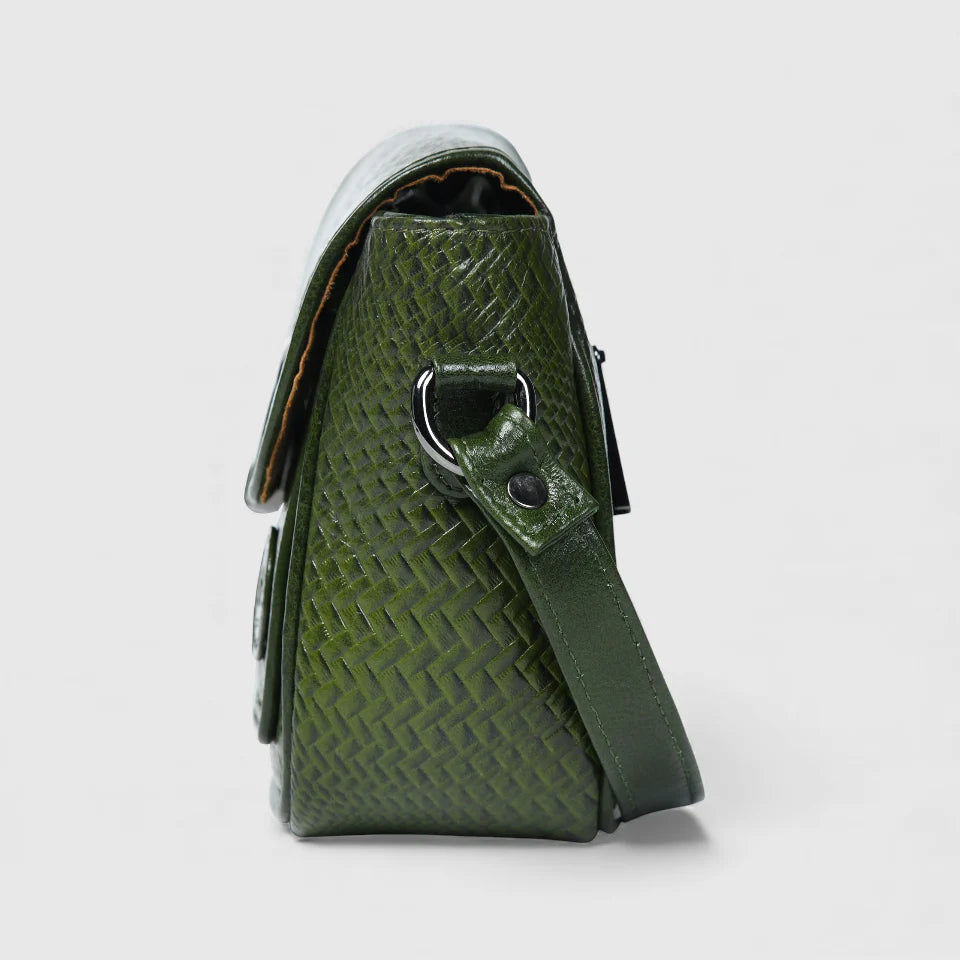 Chic Leather Women's Handbag - Olive Colour