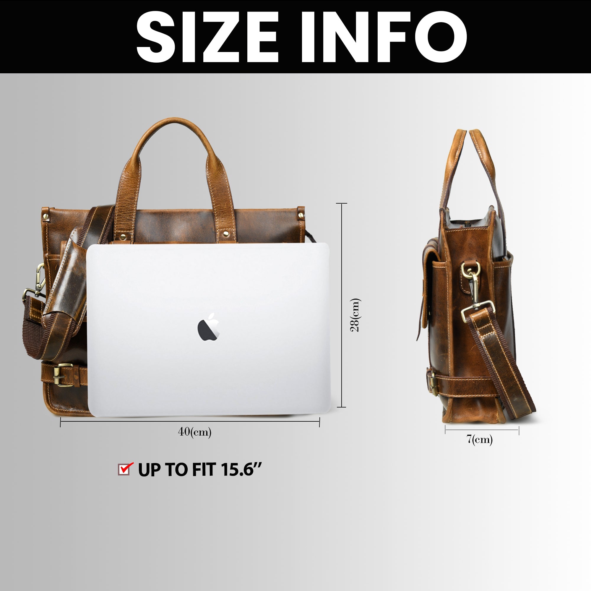Heritage Leather Laptop Bag-Espresso brown