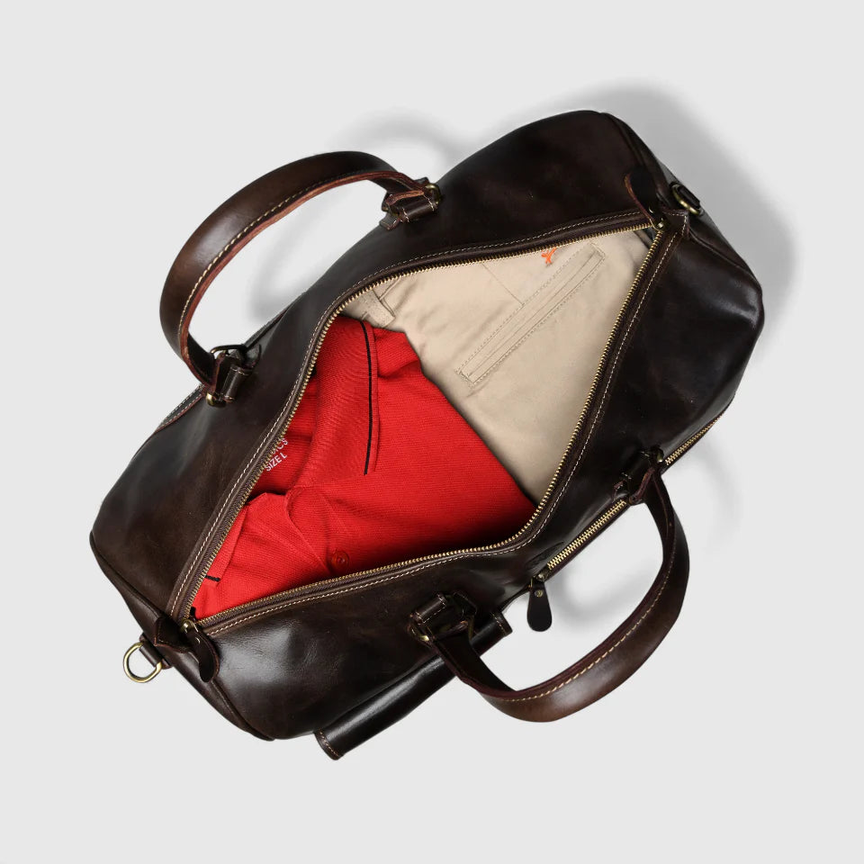 The Odyssey Leather Travel Duffle - Espresso brown