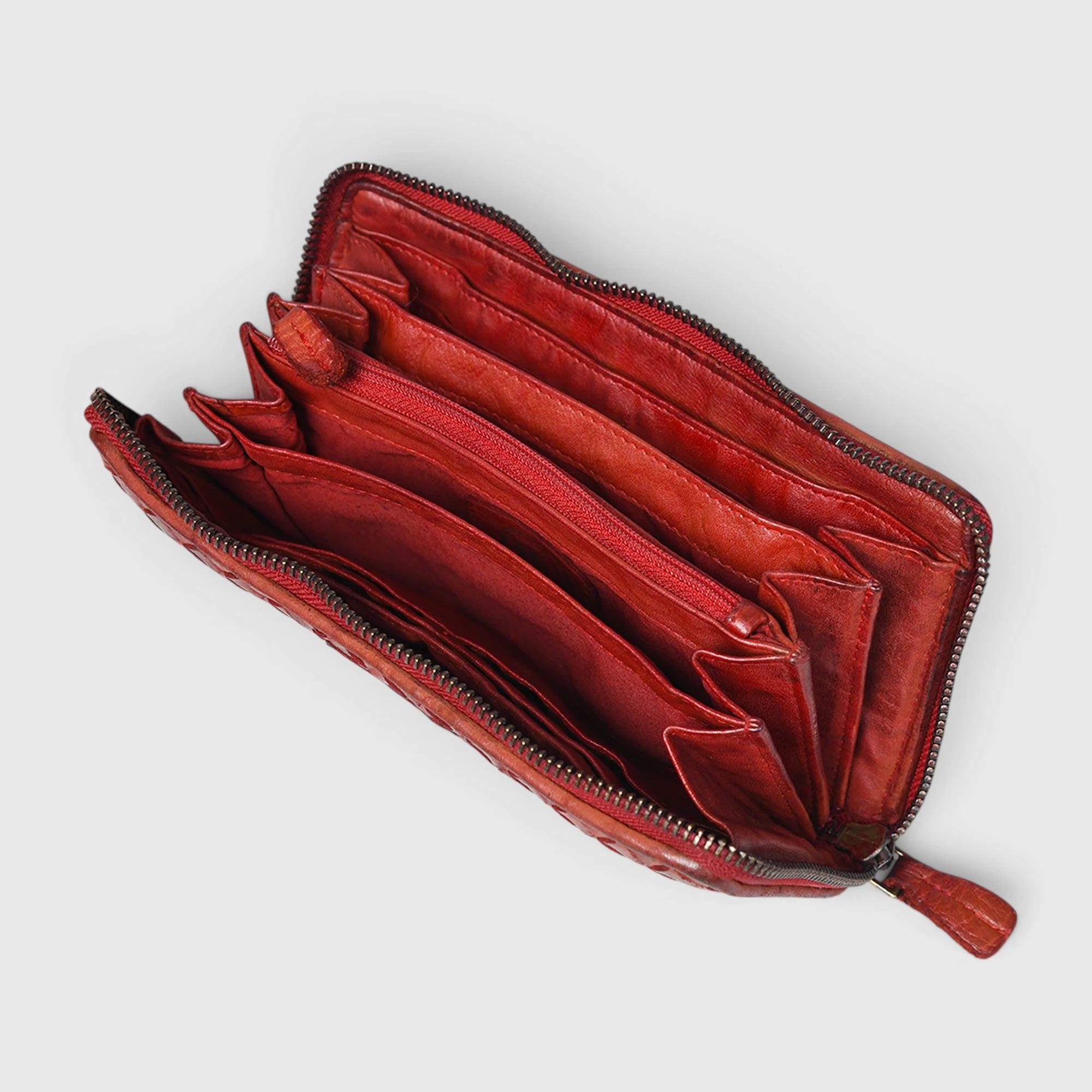 Aurelian Woven Zip Wallet – Crimson Red