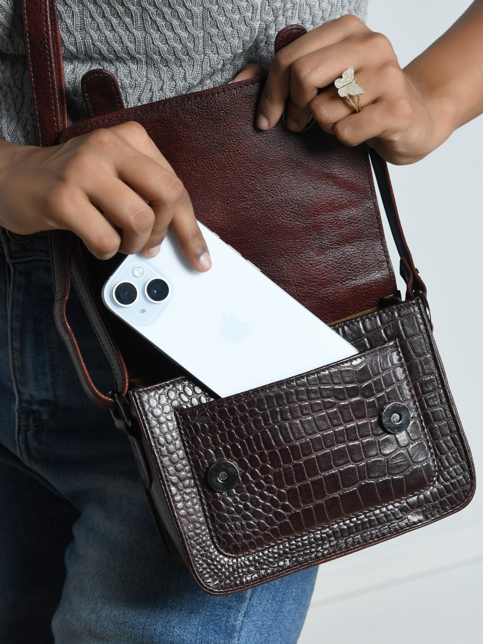 Urban Voyager Leather Belt Bag - Maroon color