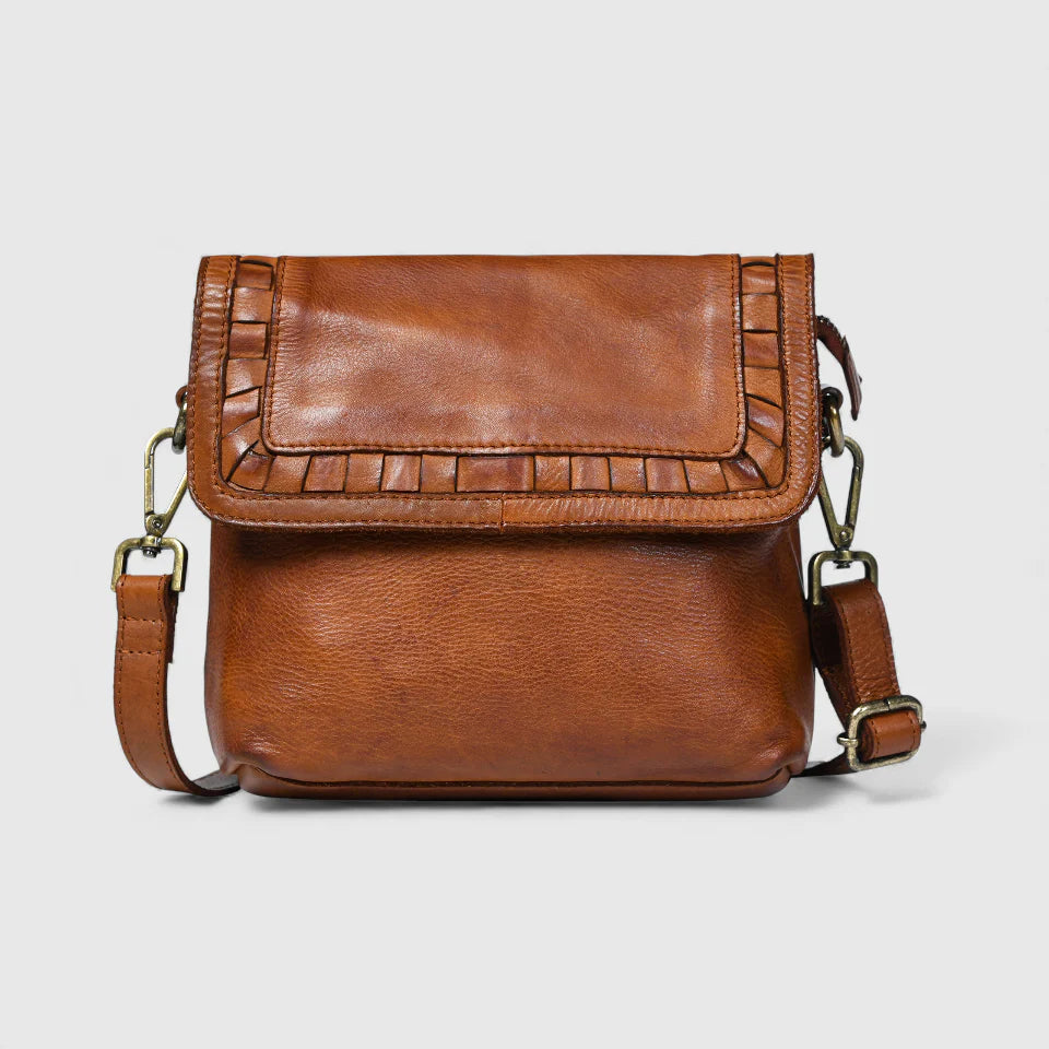 Verdant Crossbody Women's Leather Handbag - Tan colour