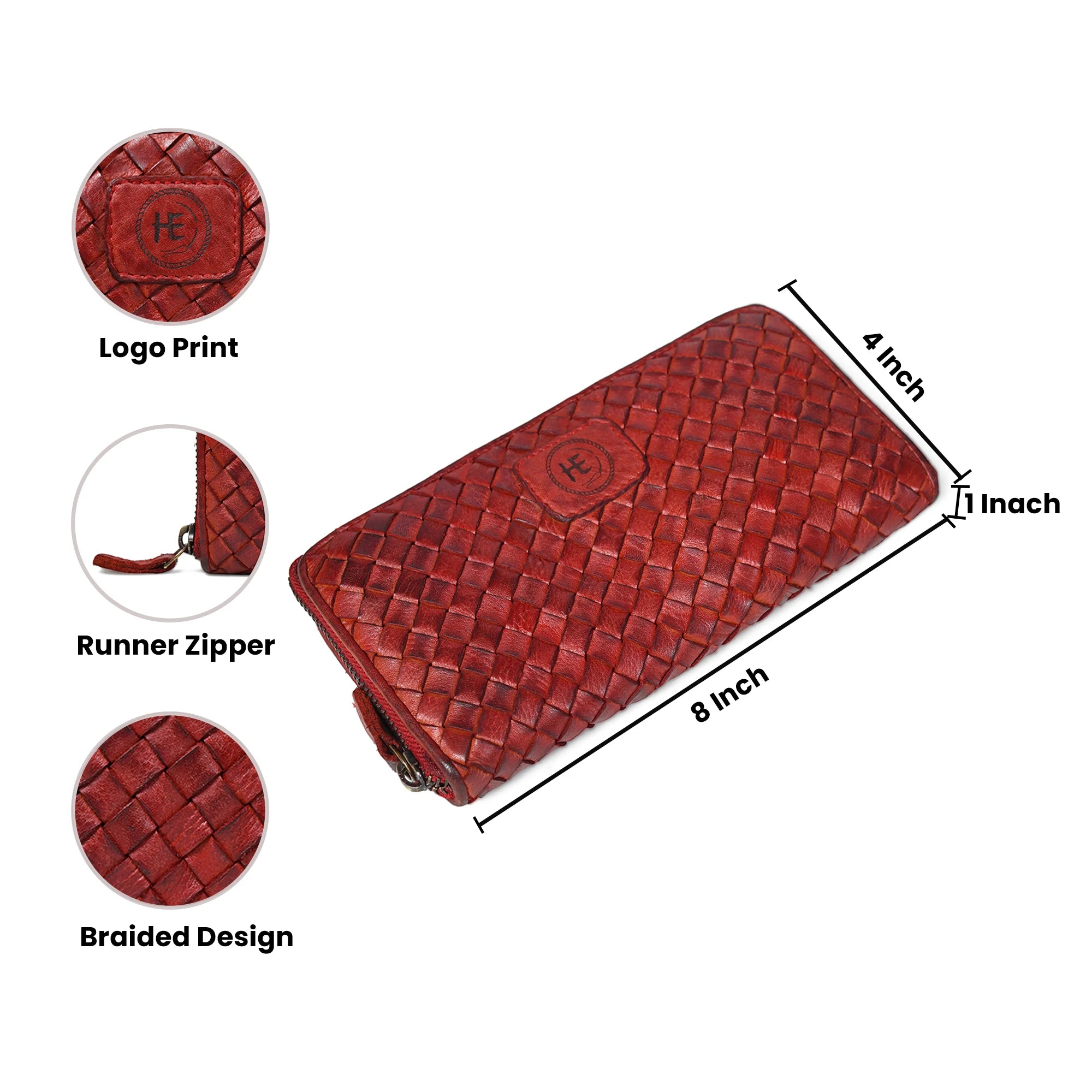 Aurelian Woven Zip Wallet – Crimson Red