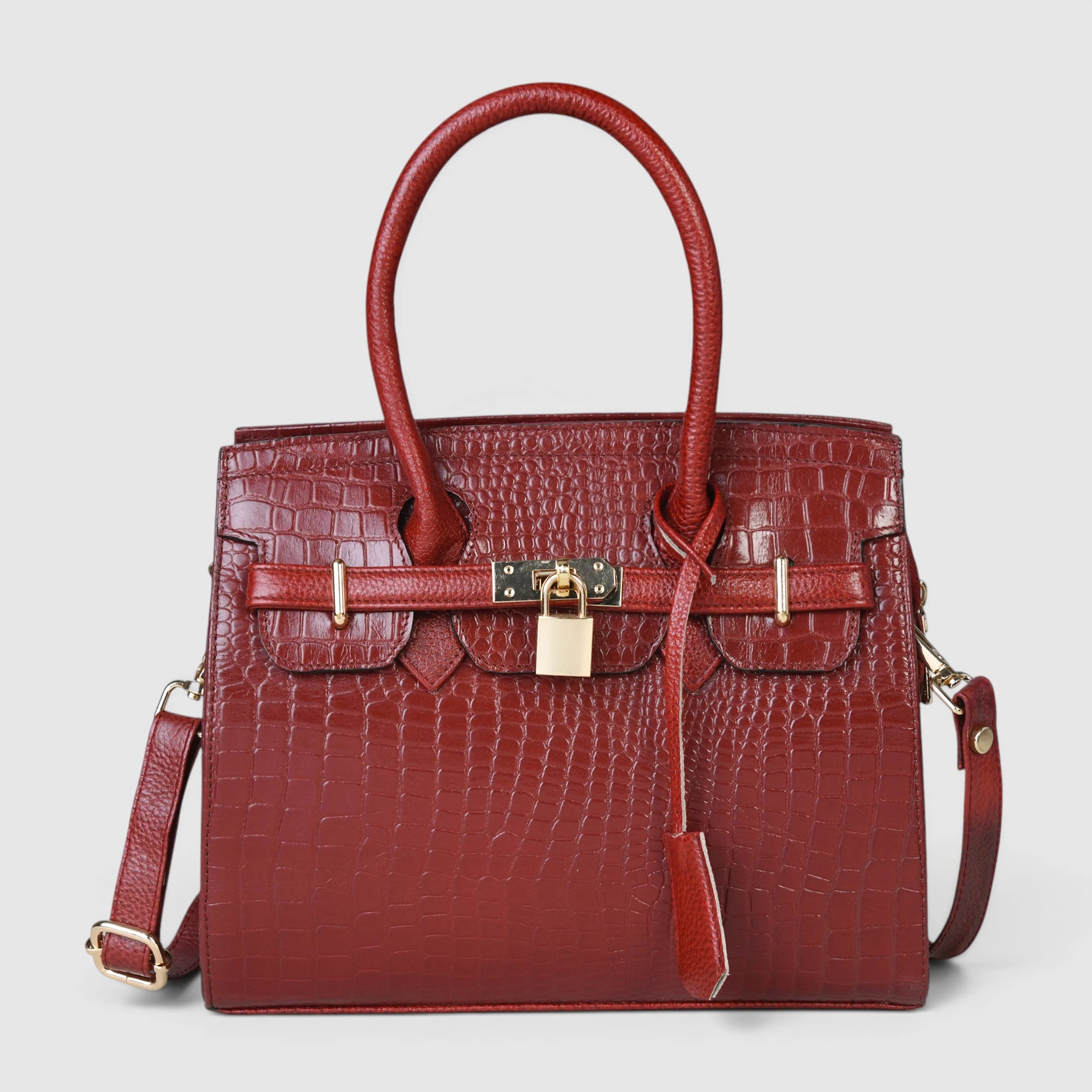 Verona Croco Handbag – Scarlet Red
