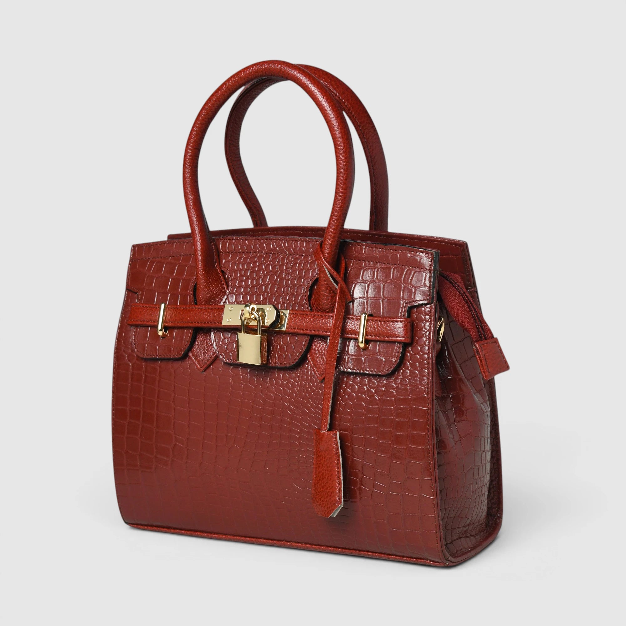 Verona Croco Handbag – Scarlet Red