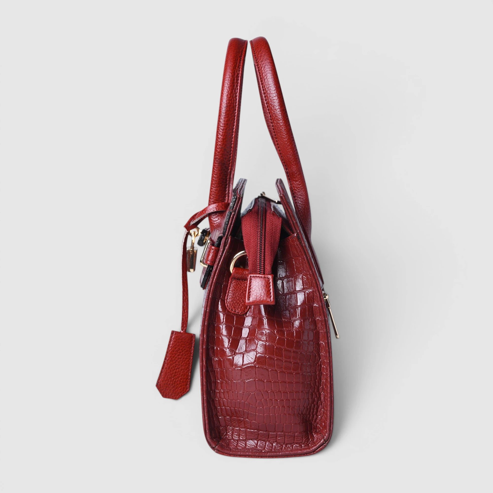 Verona Croco Handbag – Scarlet Red