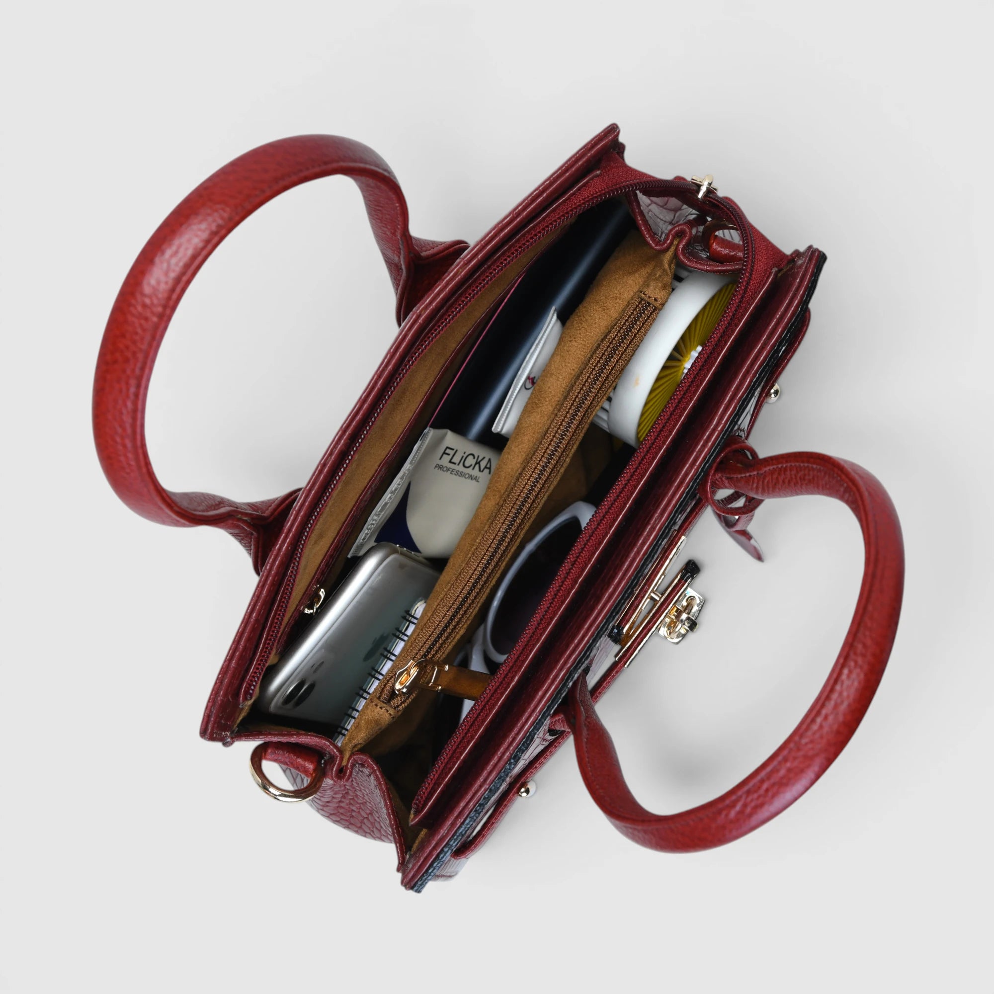 Verona Croco Handbag – Scarlet Red