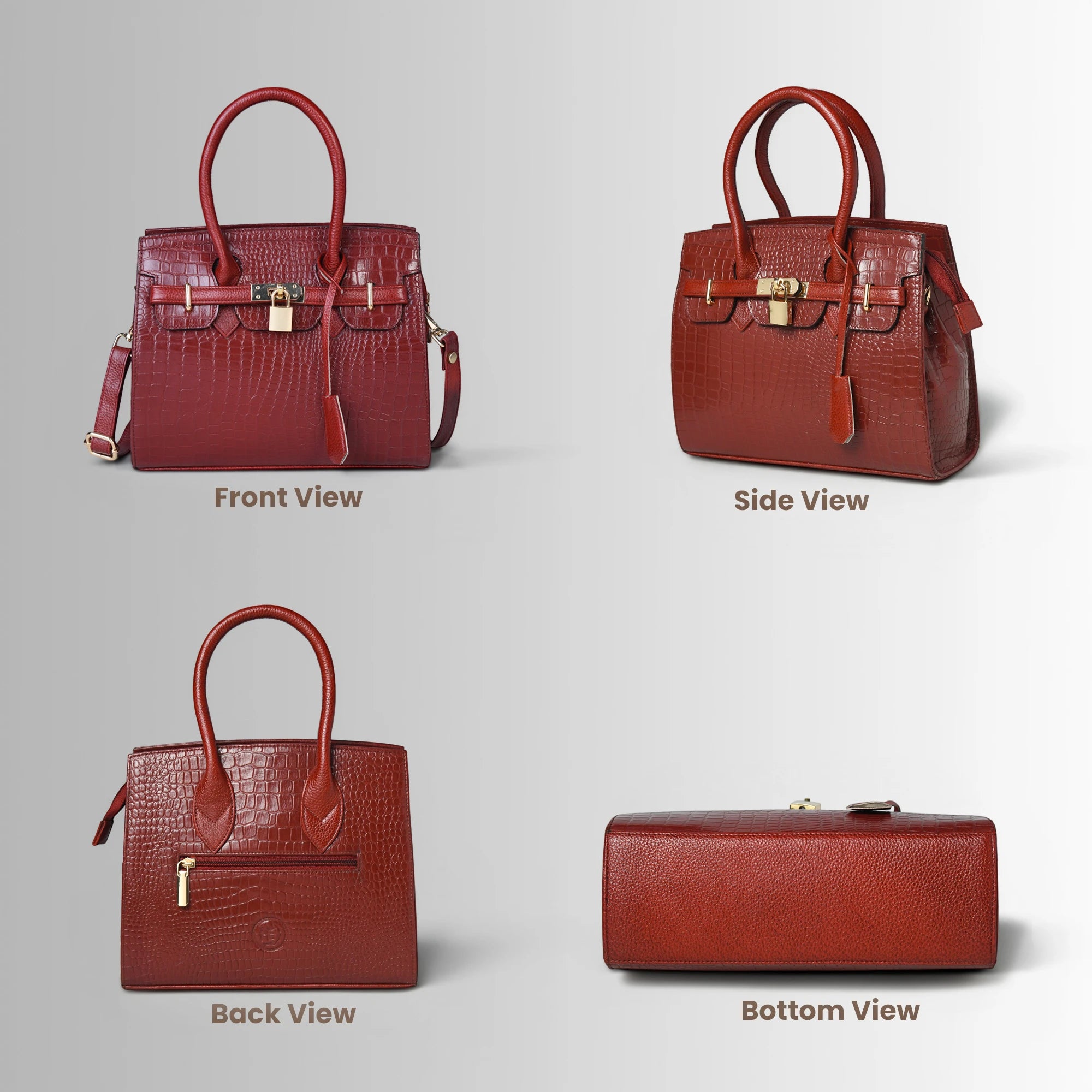Verona Croco Handbag – Scarlet Red