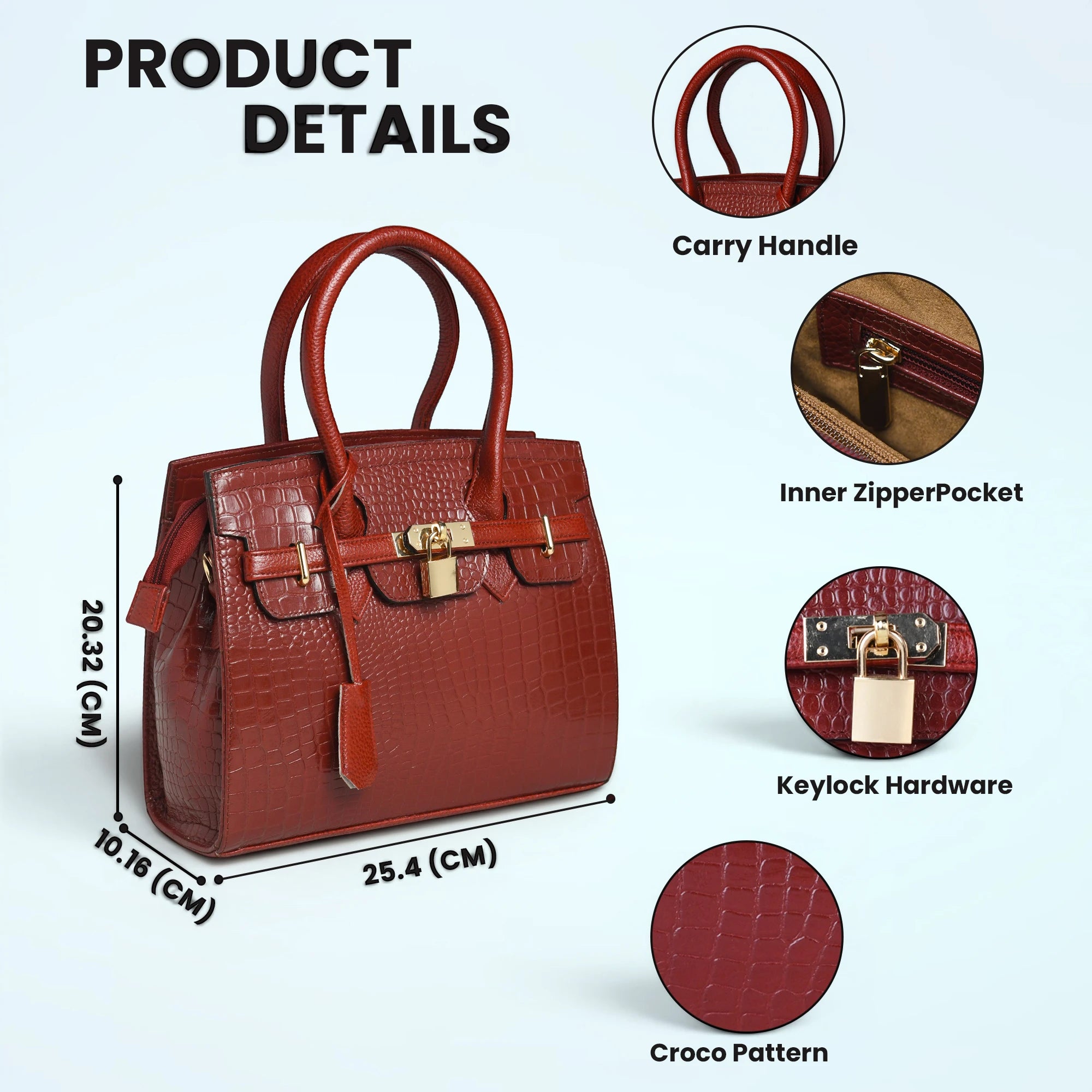 Verona Croco Handbag – Scarlet Red
