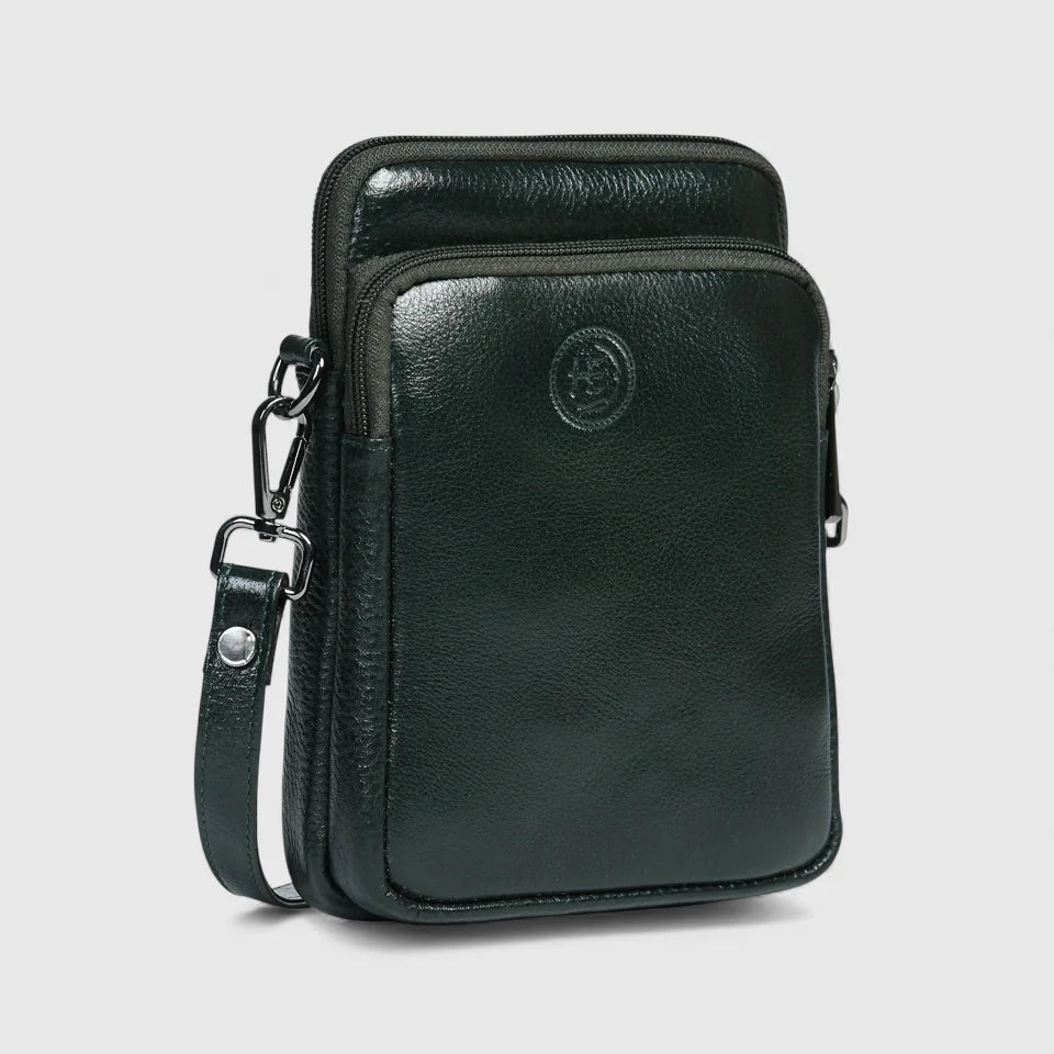AmberStride Leather Sling Bag -  Rich Green