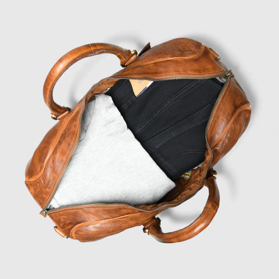 Imperium Luxe Leather Duffle Bag-Tan Colour