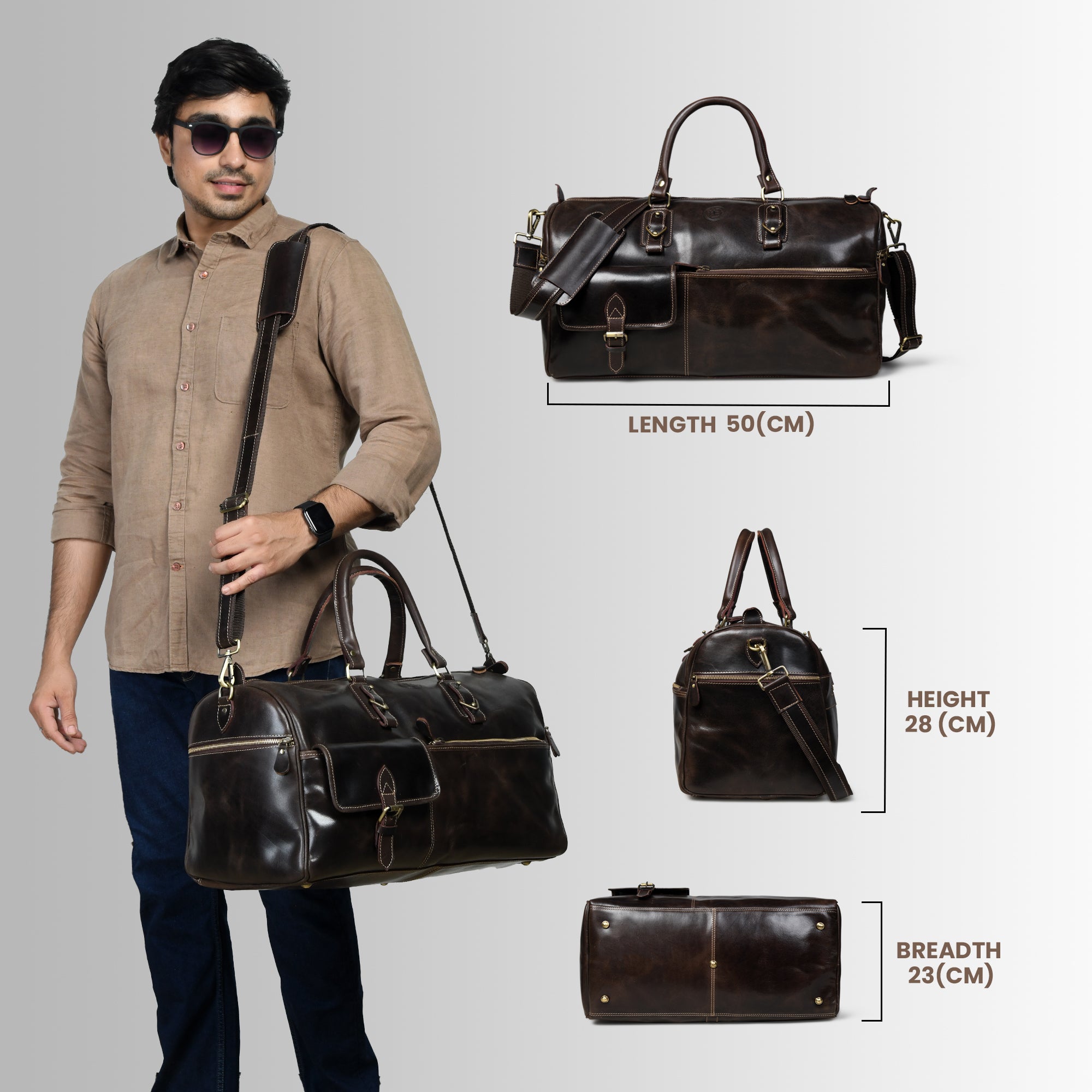 The Odyssey Leather Travel Duffle - Espresso brown