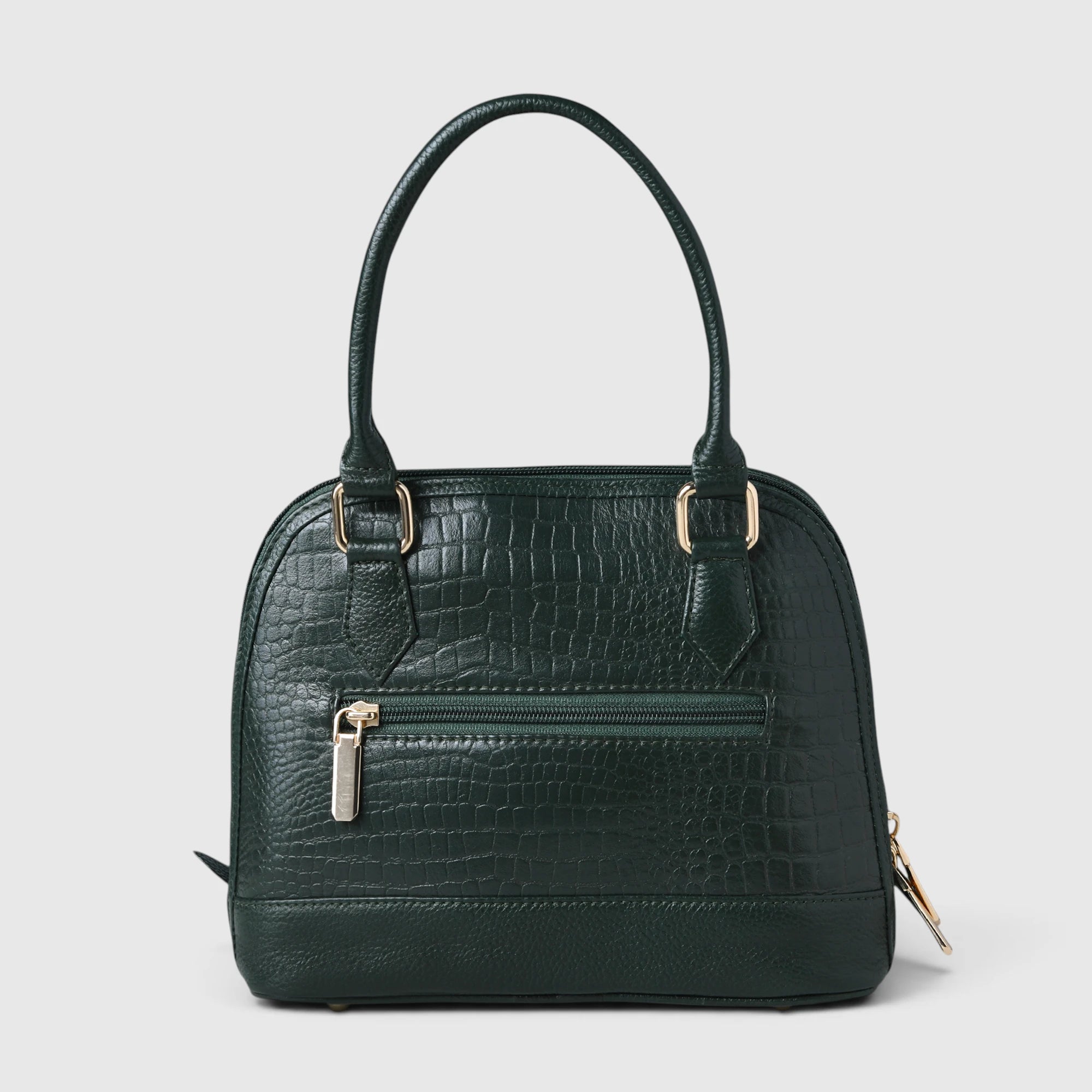 Monroe Croco Leather Satchel - Forest Green