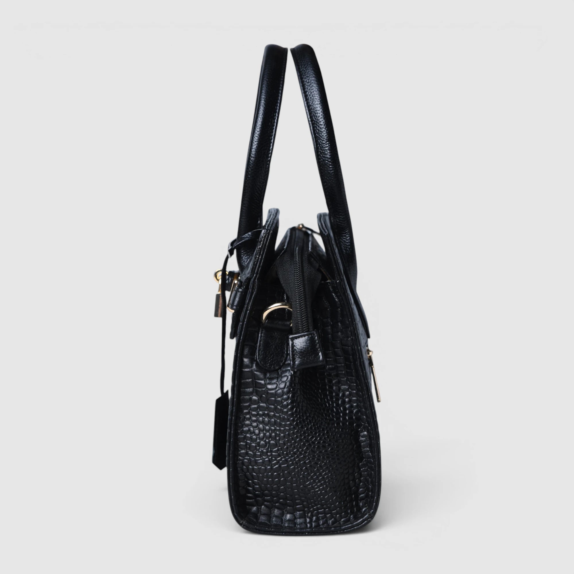 Verona Croco Handbag – Midnight Black