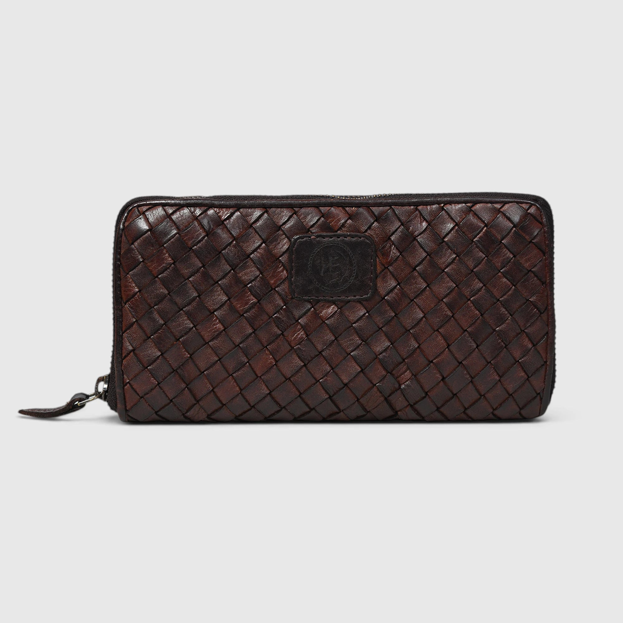Aurelian Woven Zip Wallet – Espresso Brown
