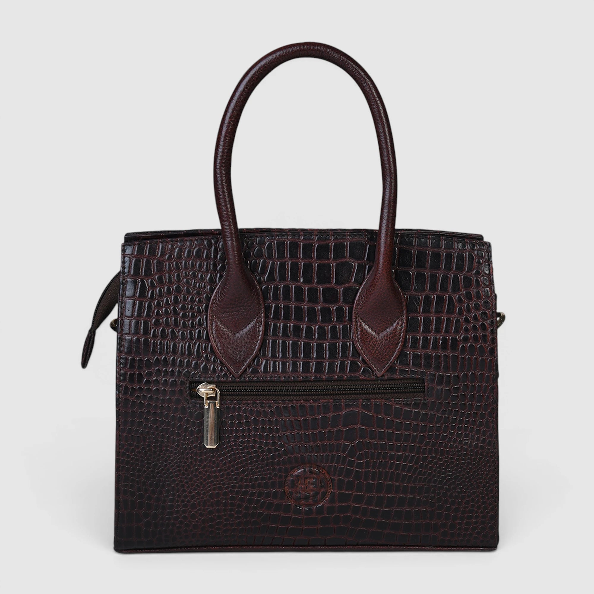 Verona Croco Handbag – Espresso Brown