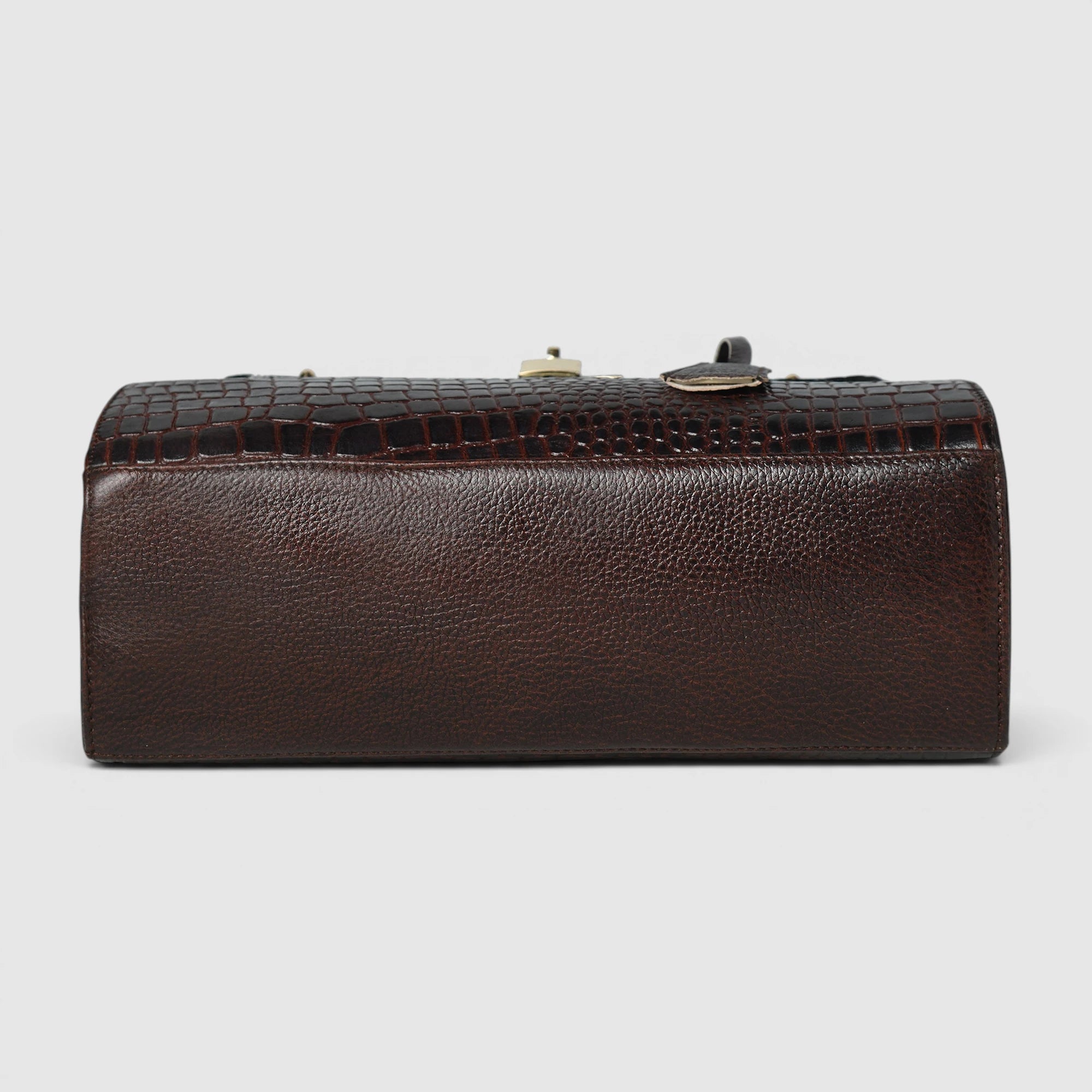 Verona Croco Handbag – Espresso Brown