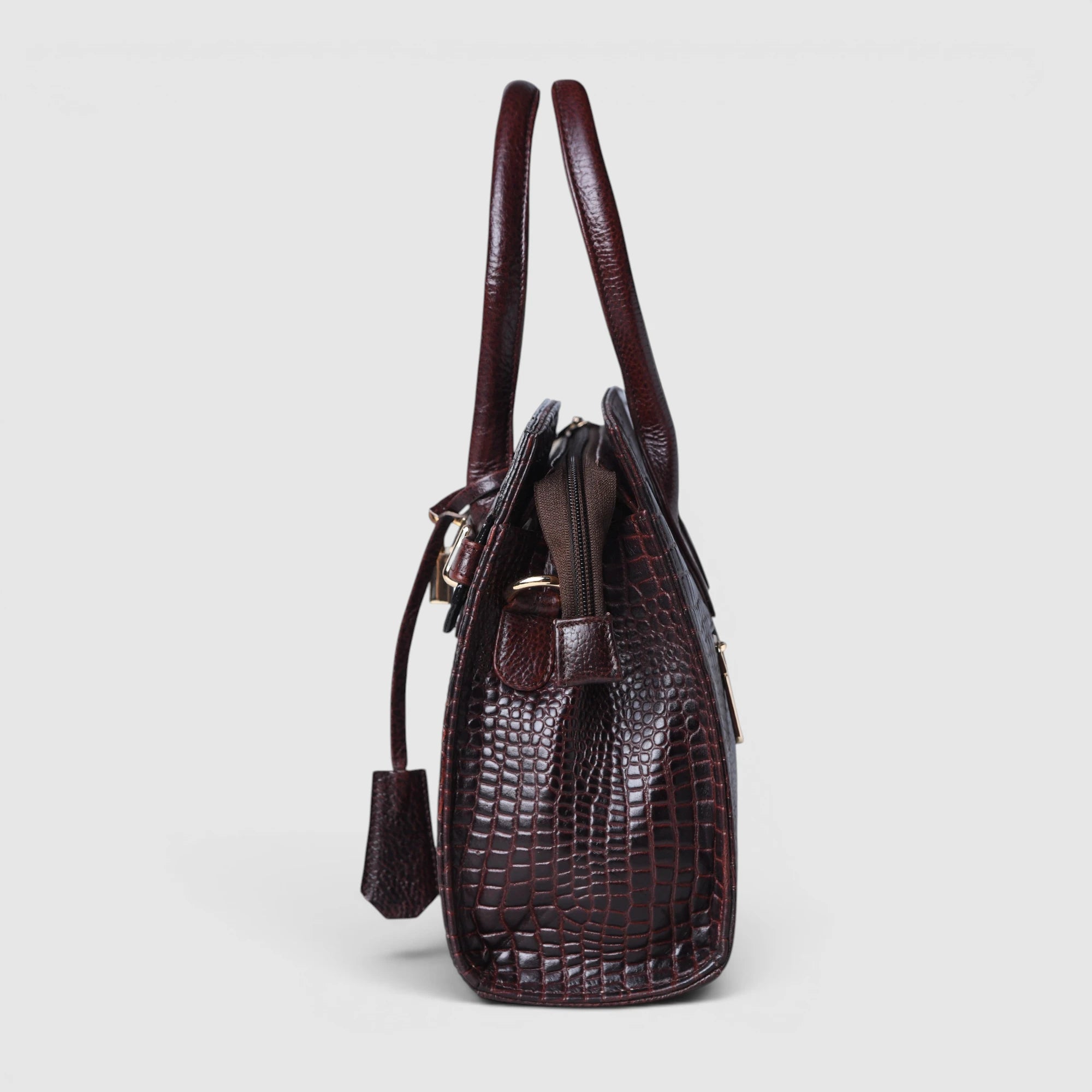 Verona Croco Handbag – Espresso Brown