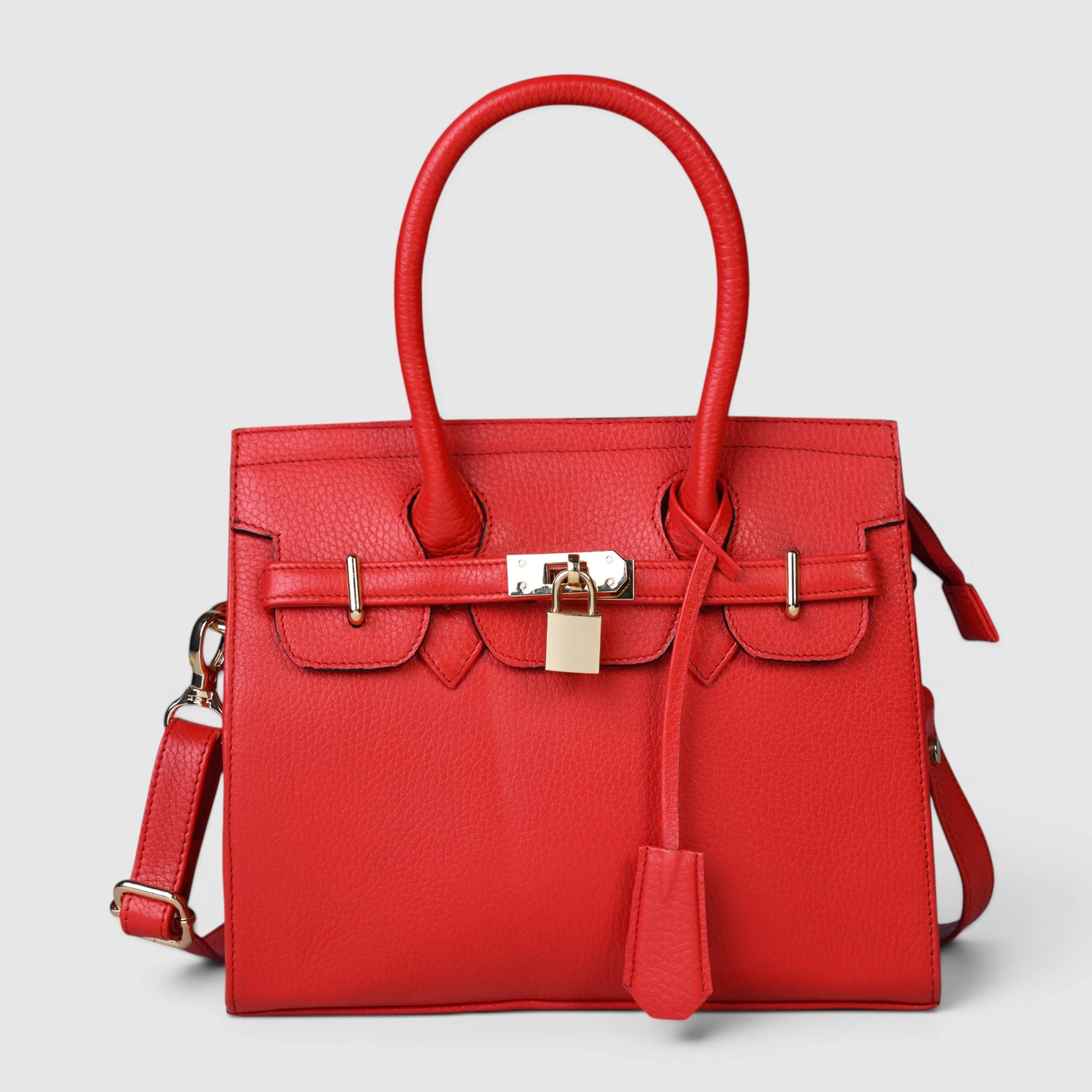 Milan Structured Handbag - Cherry Red