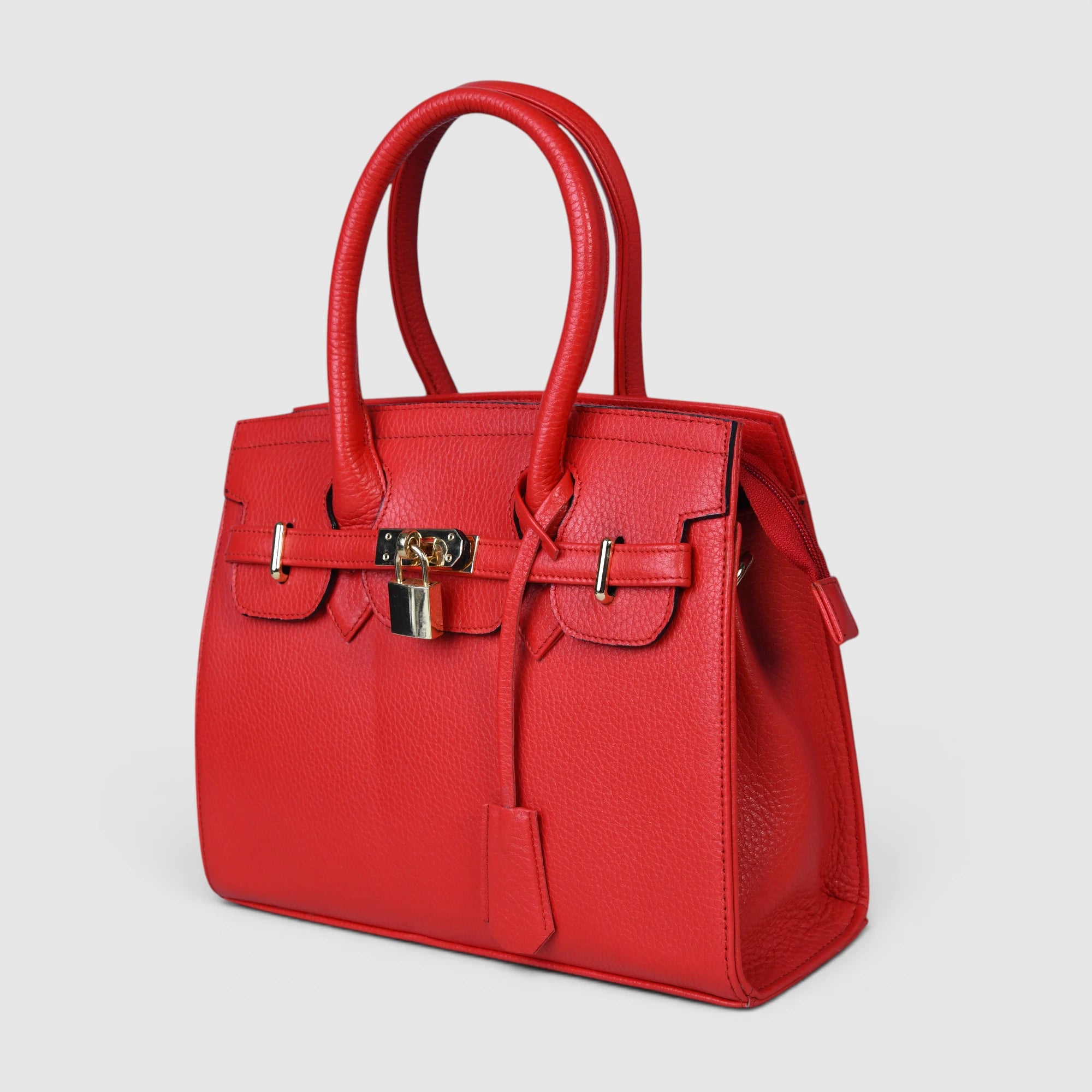 Milan Structured Handbag - Cherry Red