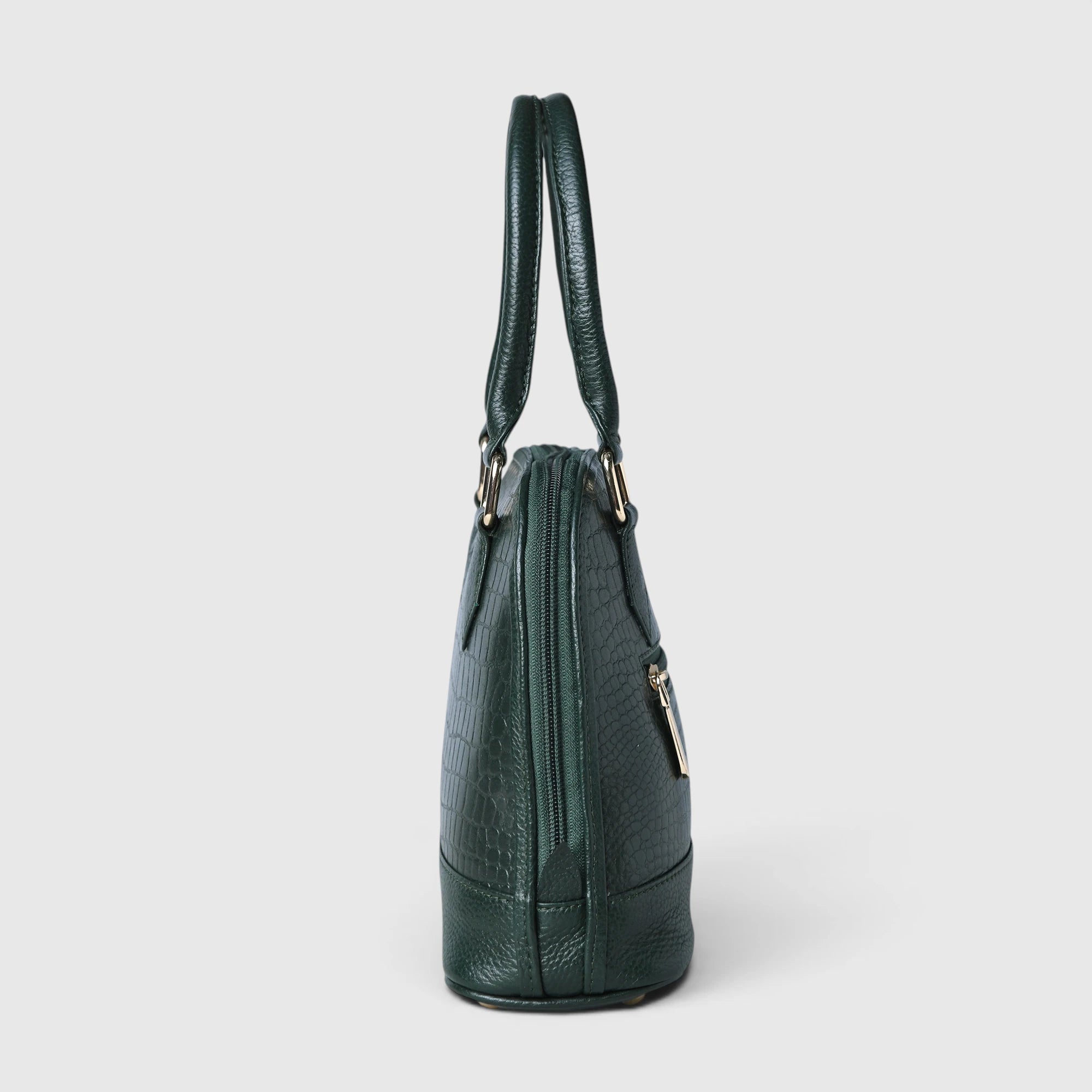 Monroe Croco Leather Satchel - Forest Green