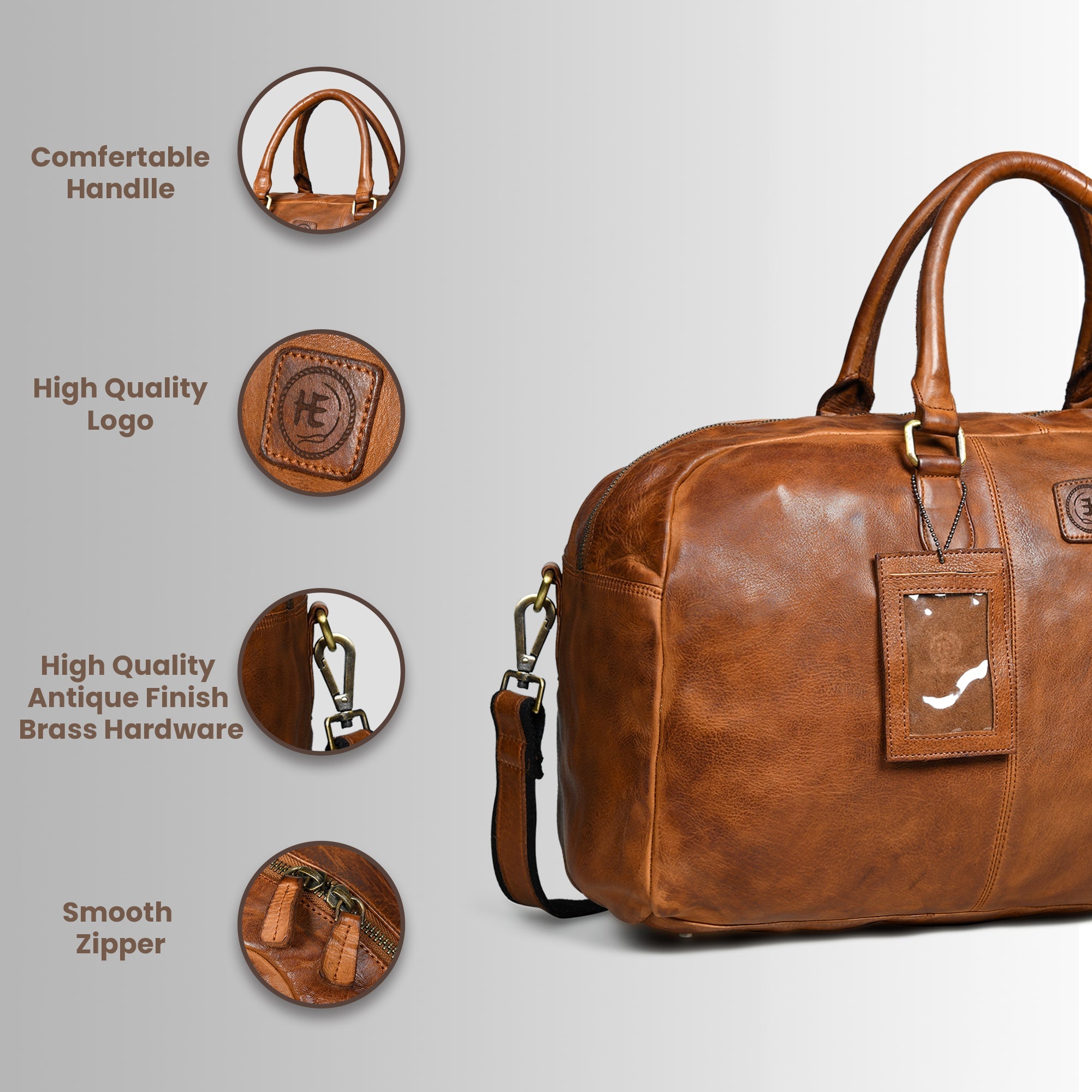Imperium Luxe Leather Duffle Bag-Tan Colour